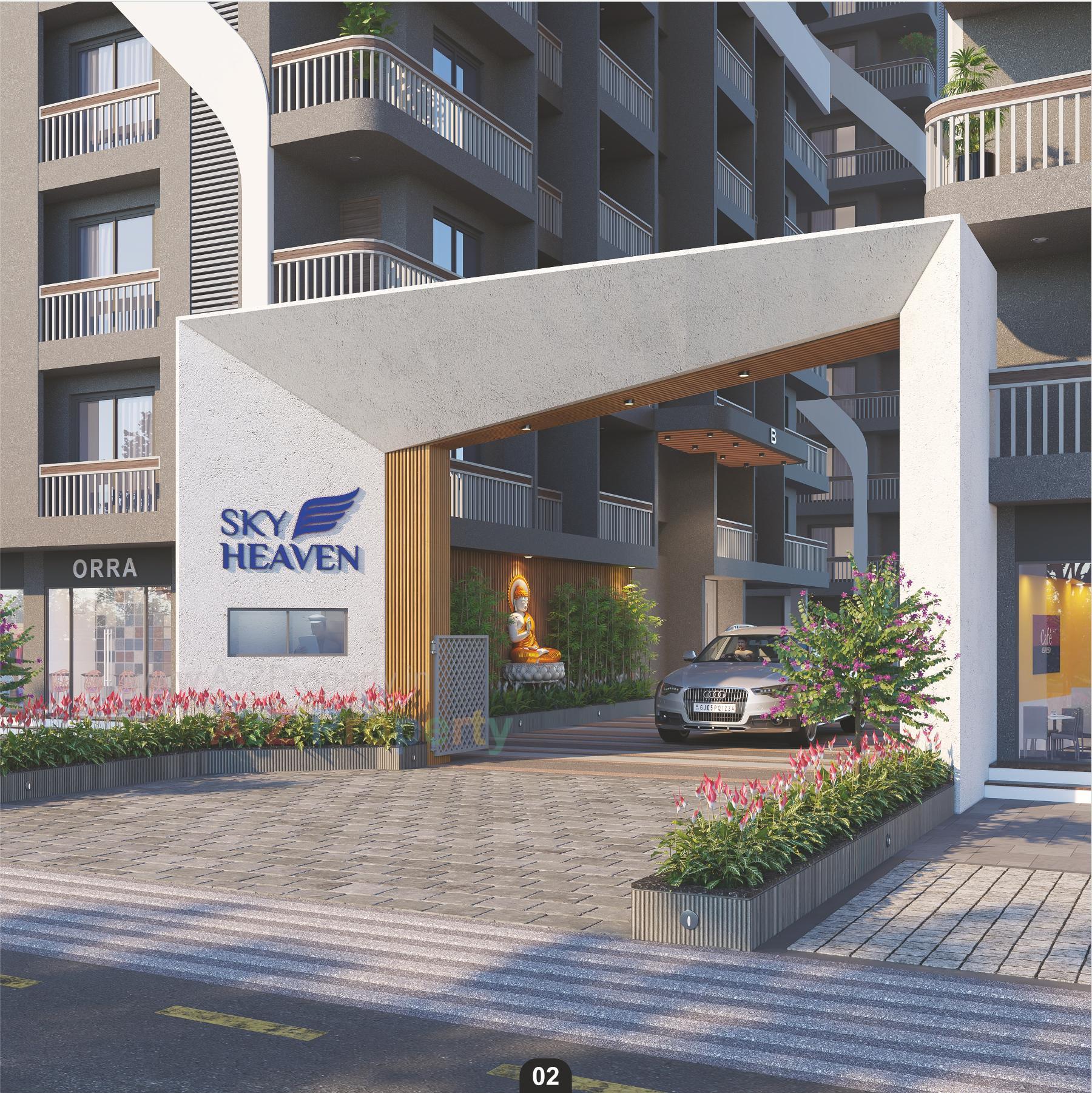 3D Elevation of real estate project Sky Heaven located at Godadara, Surat, Gujarat