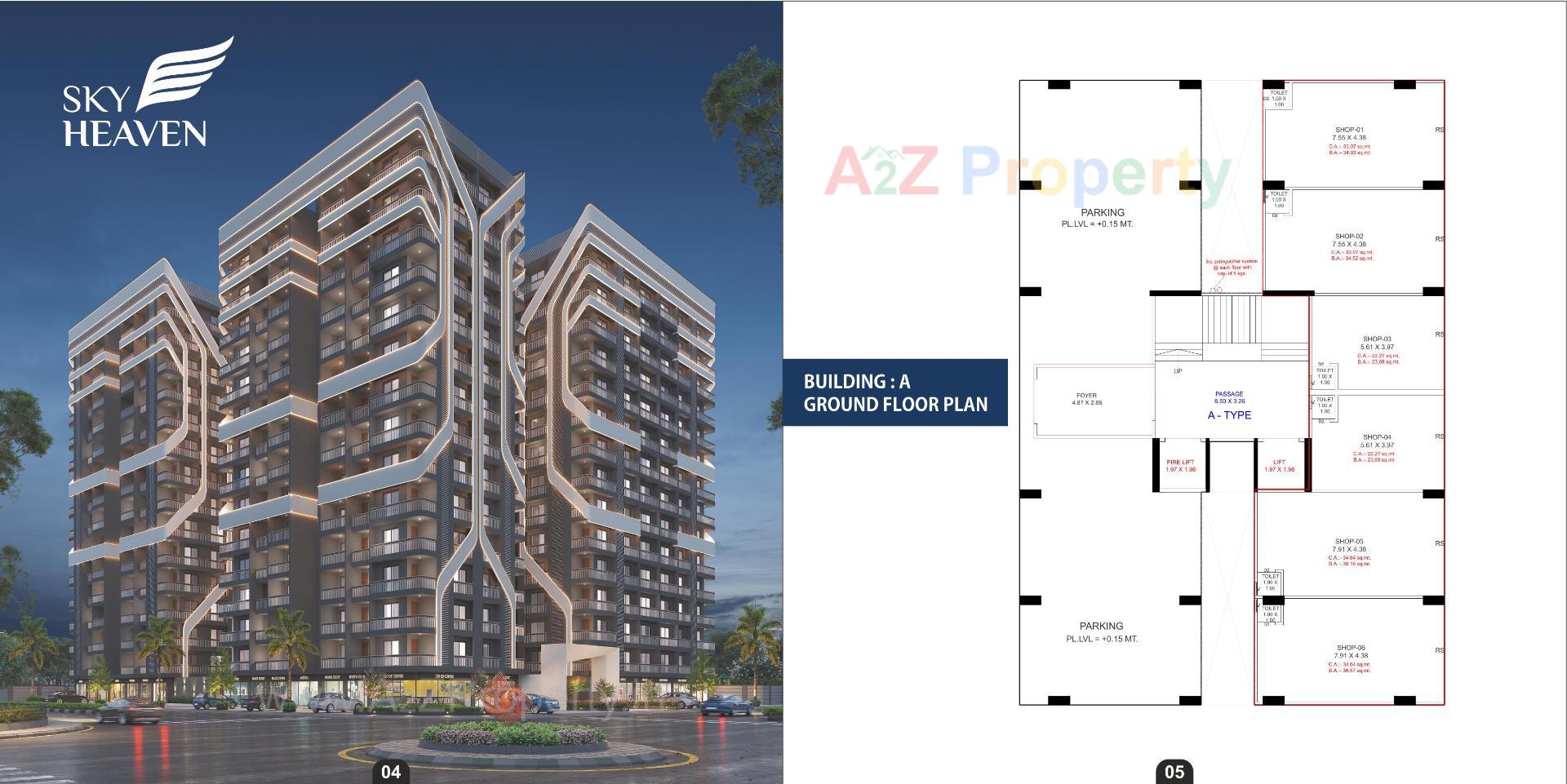 3D Elevation of real estate project Sky Heaven located at Godadara, Surat, Gujarat