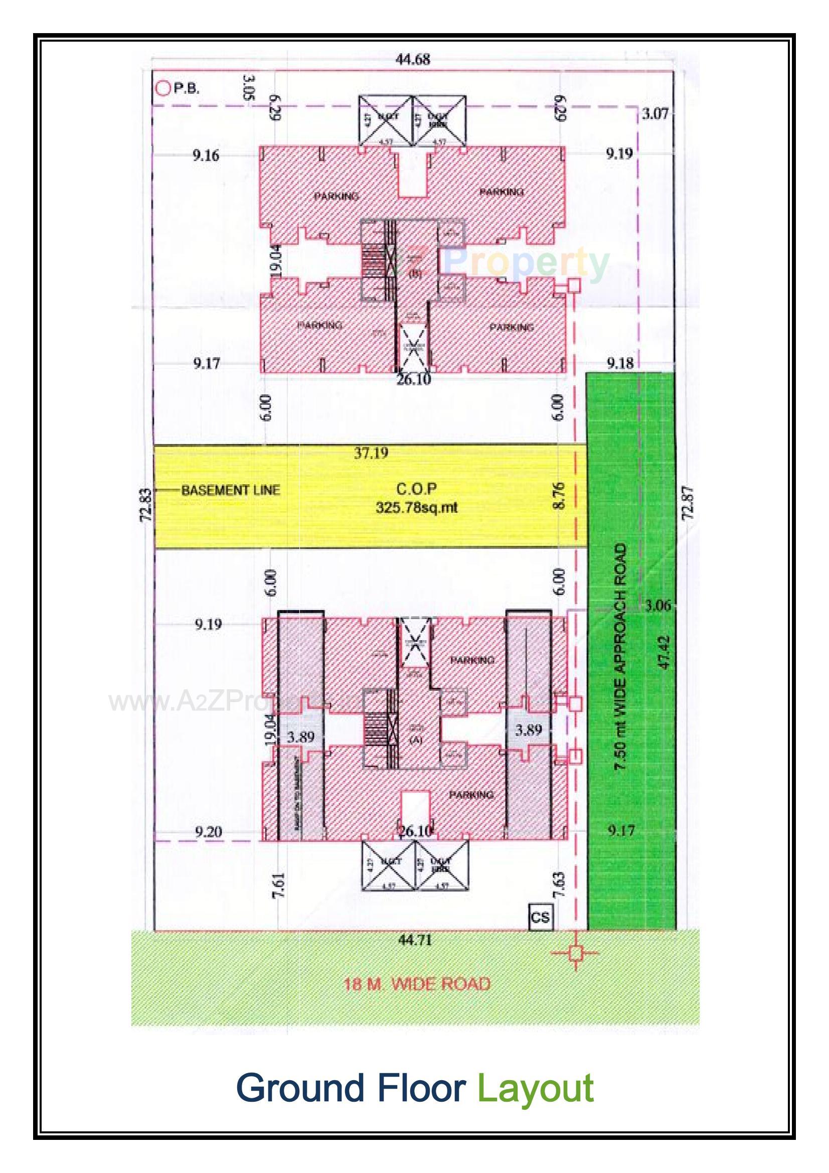 Layout of real estate project Skybell located at Singanpor, Surat, Gujarat