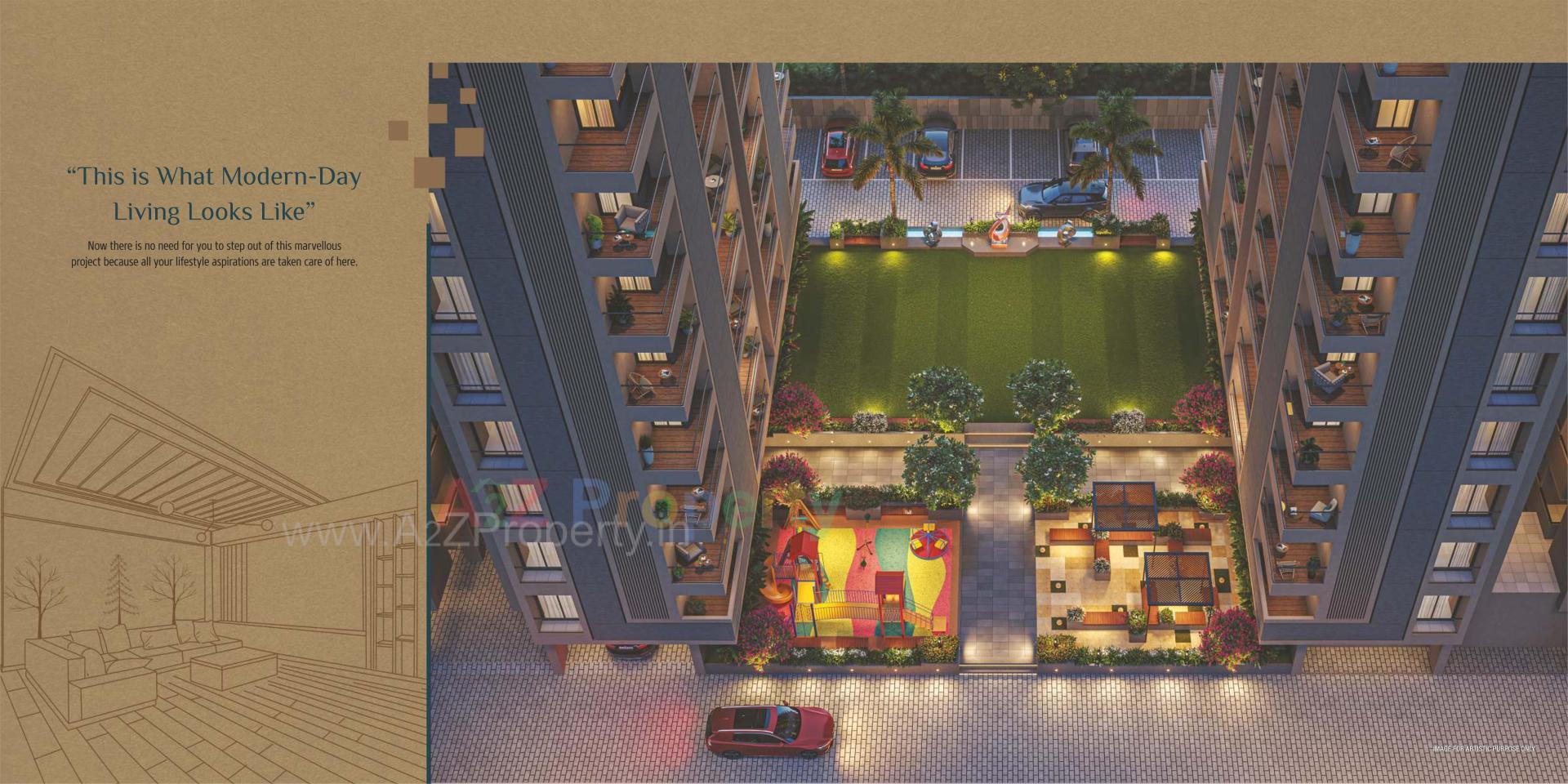 3D Elevation of real estate project Skybell located at Surat, Surat, Gujarat