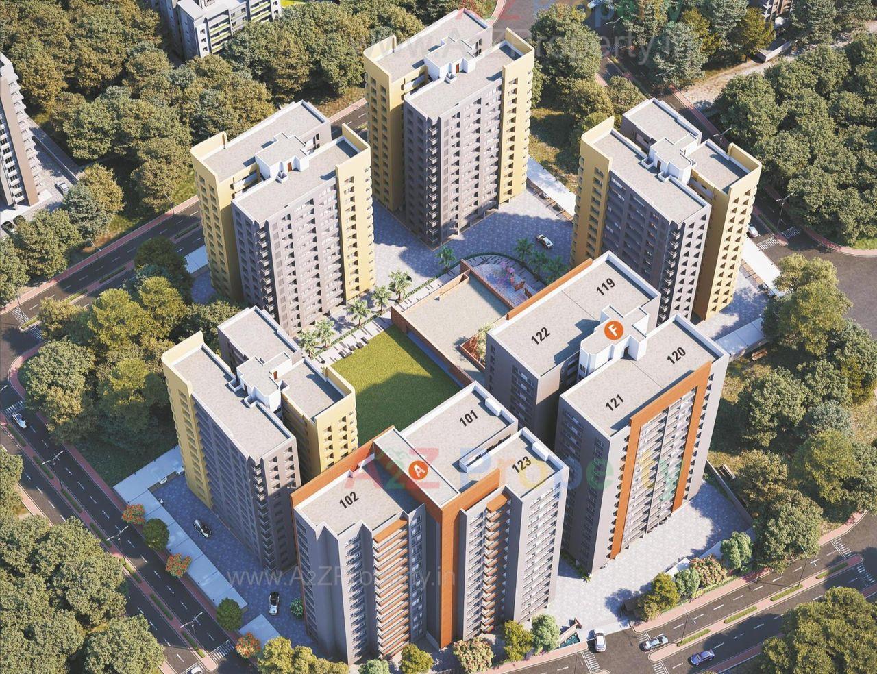 3D Elevation of real estate project Soham Residency (i,  A   F) located at Lal-darwaja, Surat, Gujarat