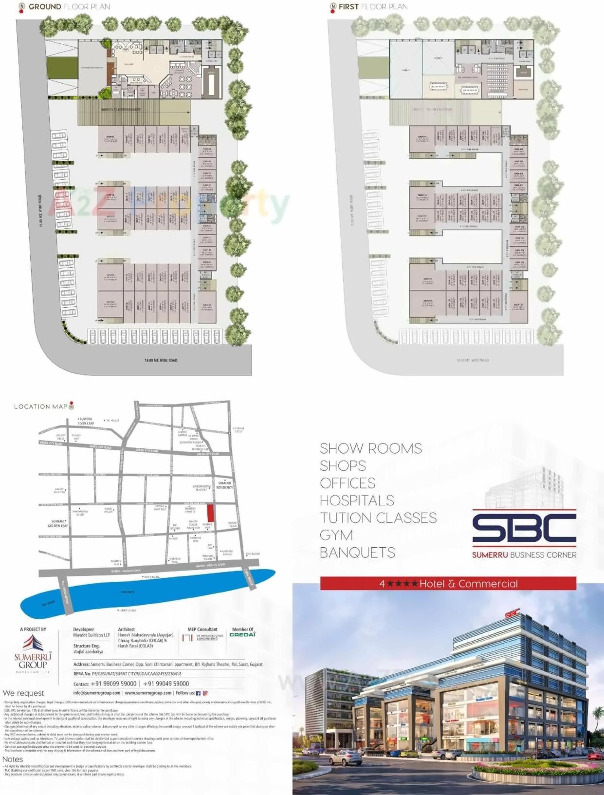 Layout of real estate project Sumerru Business Corner located at Pal, Surat, Gujarat