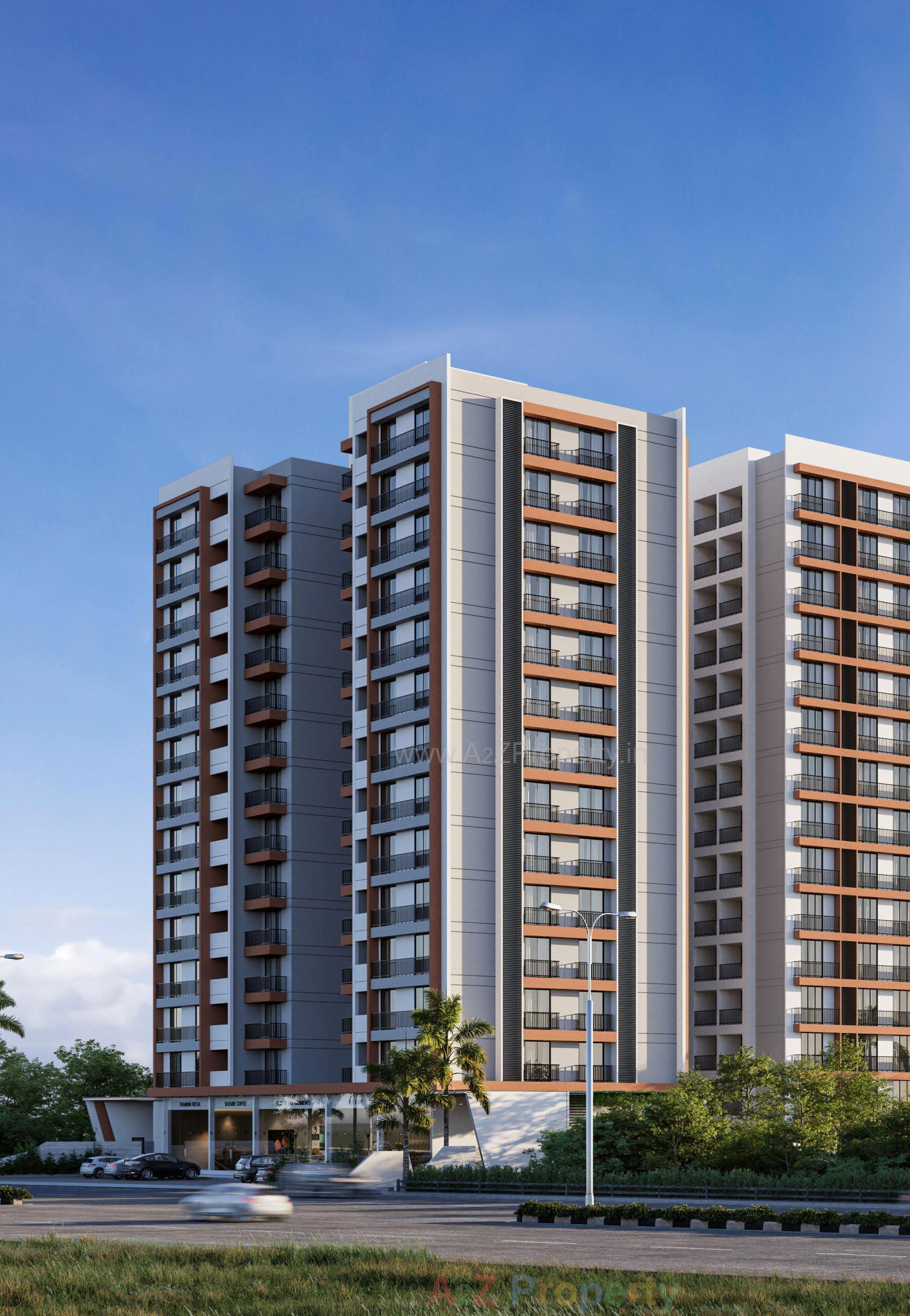3D Elevation of real estate project Sumerru Sky Leaf located at Bhesan, Surat, Gujarat