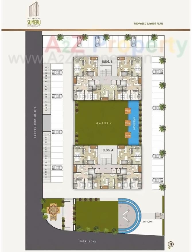 Layout of real estate project Sumeru Residency located at Vesu, Surat, Gujarat