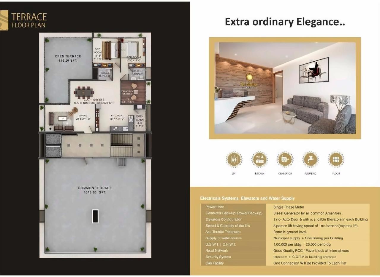 Layout of real estate project Sun Rise located at Vesu, Surat, Gujarat