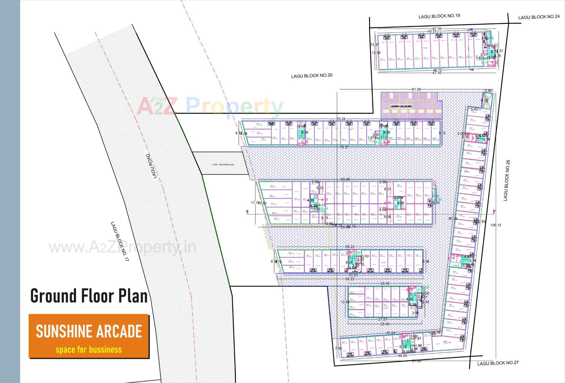 Layout of real estate project Sun Shine Arcade located at Mandvi, Surat, Gujarat