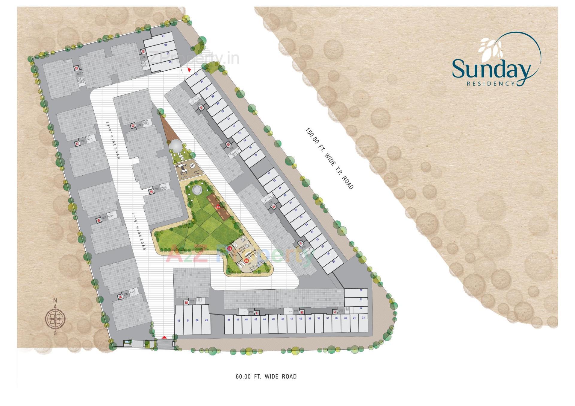 Layout of real estate project Sunday Residancy located at Kosad, Surat, Gujarat
