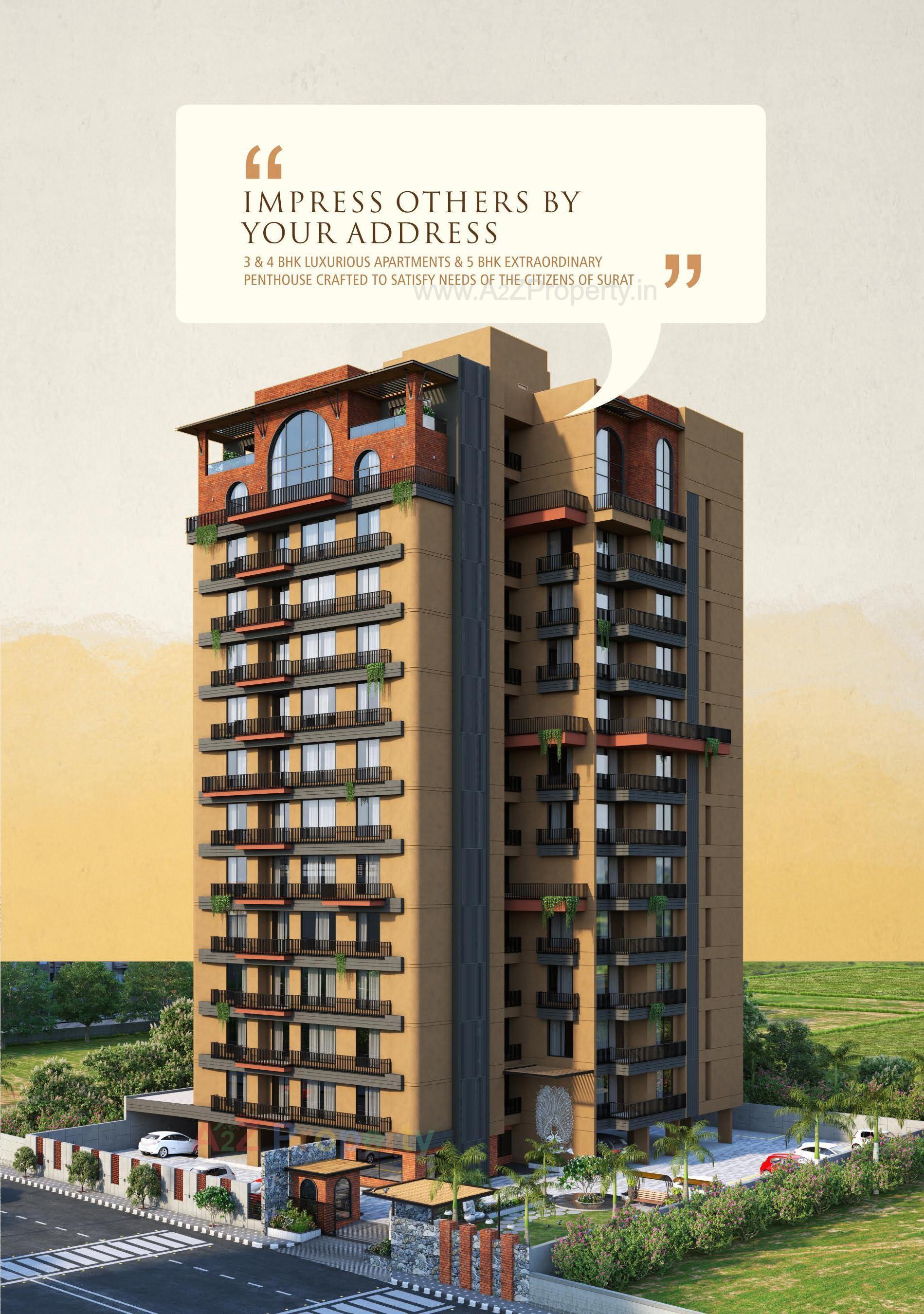 3D Elevation of real estate project The Impression located at Pal, Surat, Gujarat