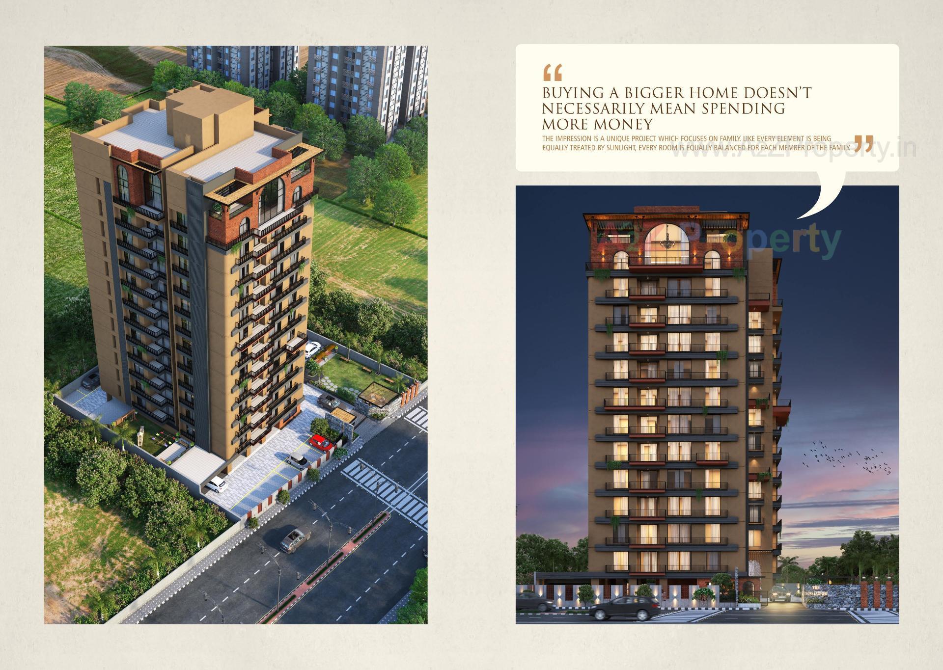3D Elevation of real estate project The Impression located at Pal, Surat, Gujarat