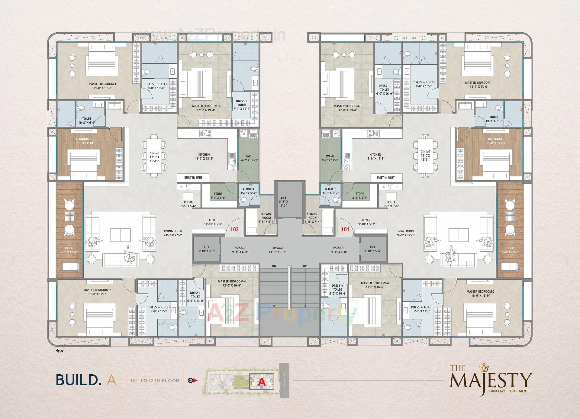 Layout of real estate project The Majesty located at Vesu, Surat, Gujarat