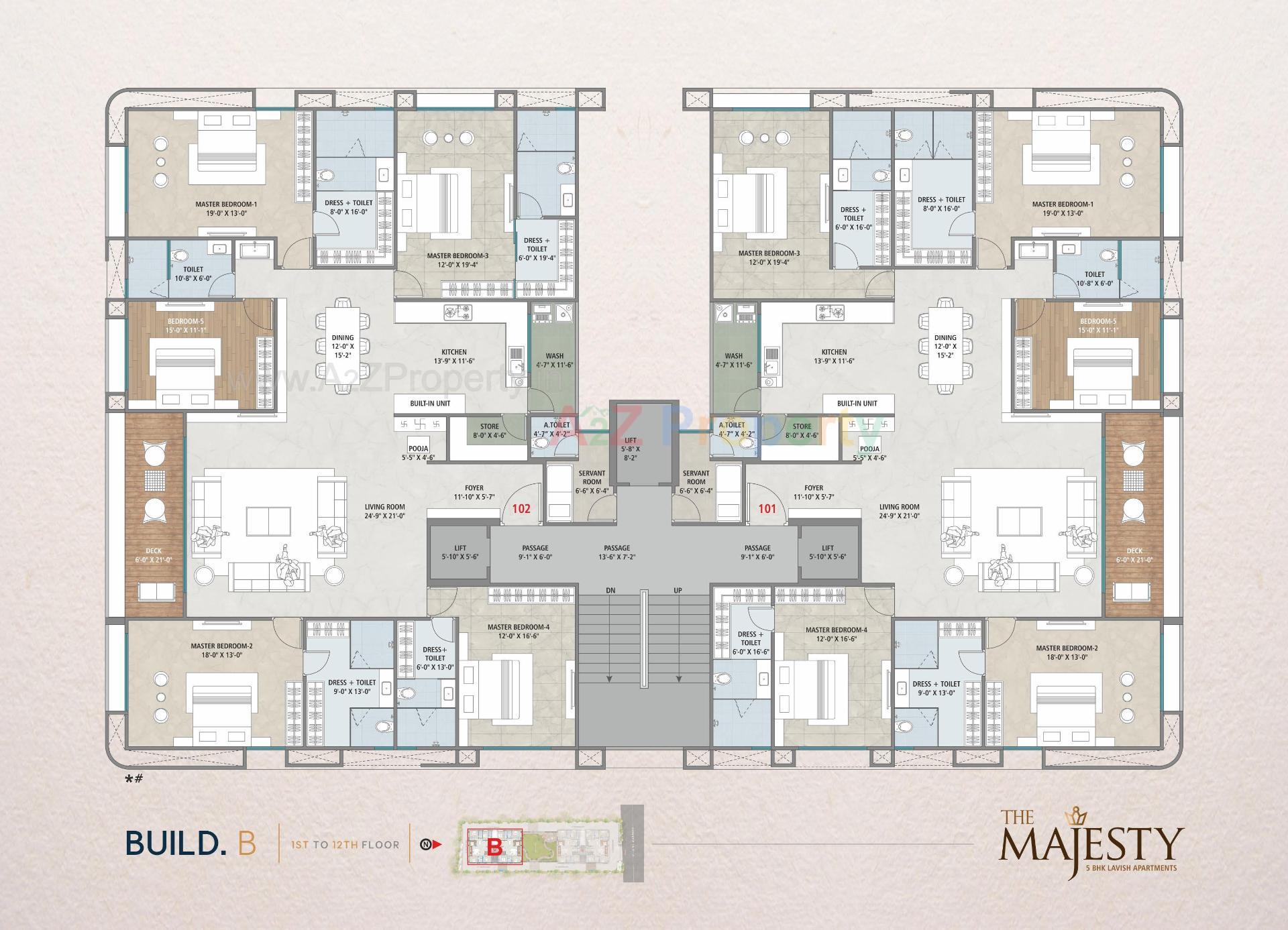 Layout of real estate project The Majesty located at Vesu, Surat, Gujarat