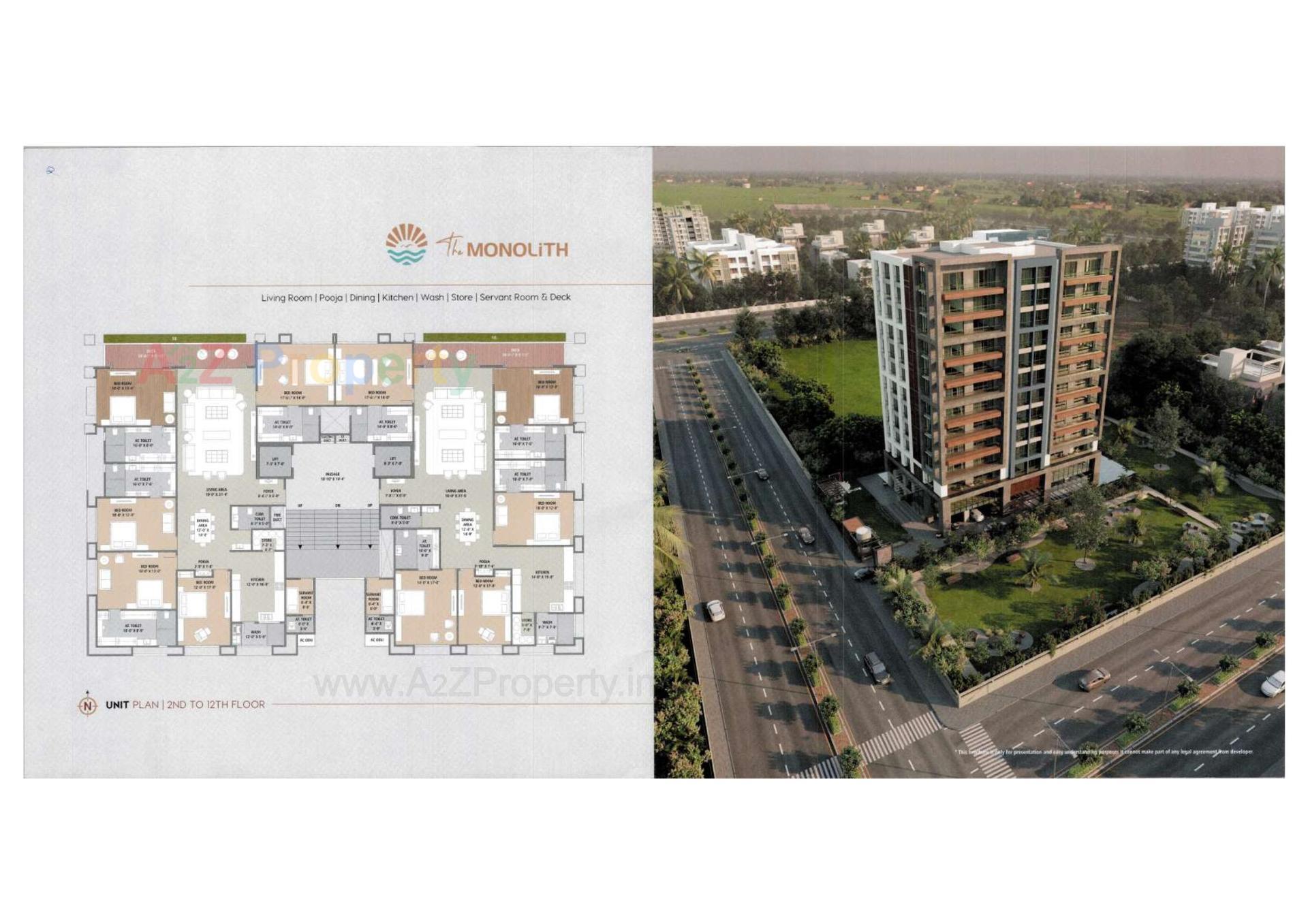 3D Elevation of real estate project The Monolith located at Vesu, Surat, Gujarat