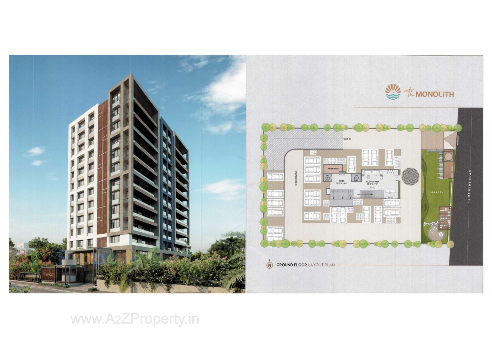 Layout of real estate project The Monolith located at Vesu, Surat, Gujarat