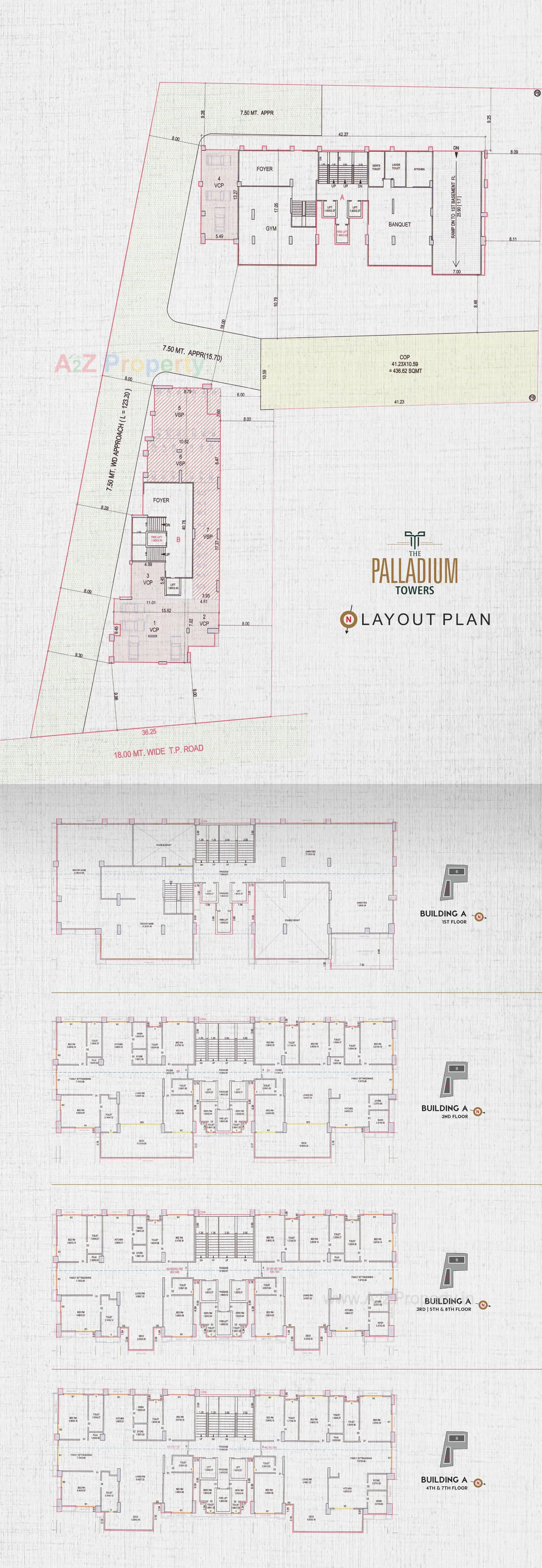 Layout of real estate project The Palladium Towers located at Piplod, Surat, Gujarat