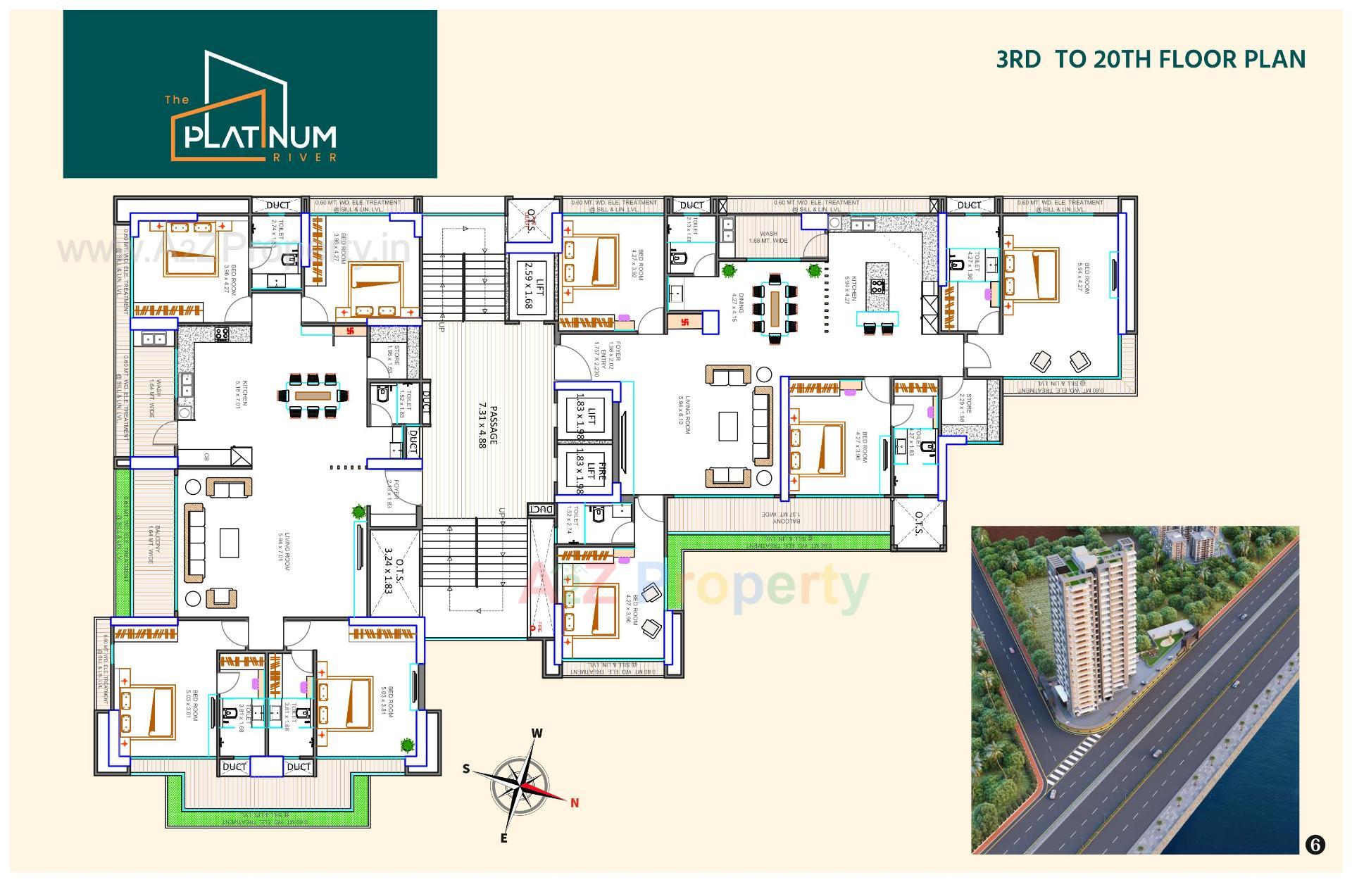 Layout of real estate project The Platinum River located at Ka, Surat, Gujarat