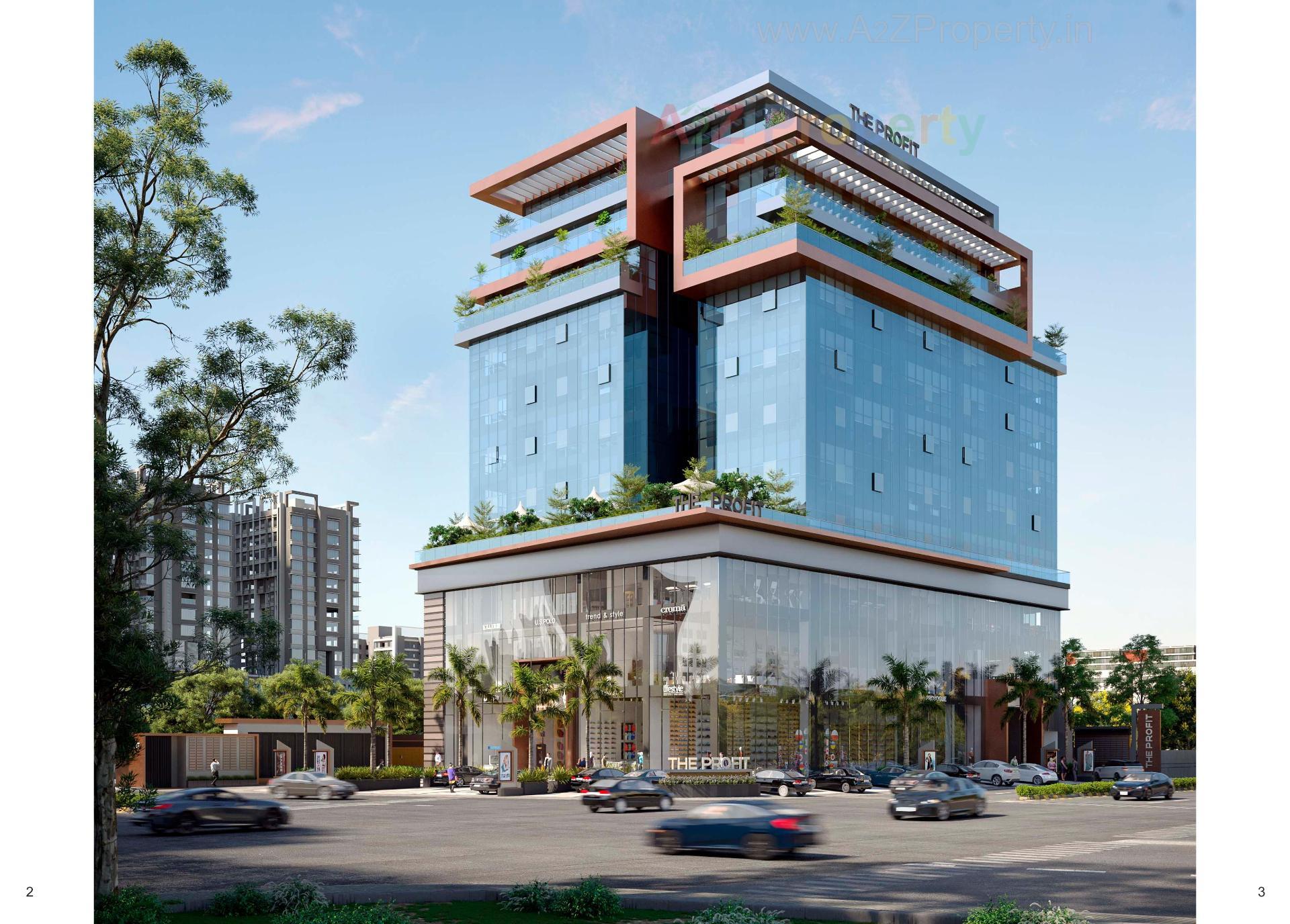 3D Elevation of real estate project The Profit located at Adajan, Surat, Gujarat