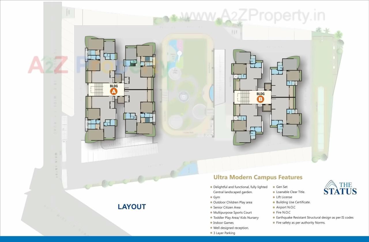 Layout of real estate project The Status located at Rander, Surat, Gujarat