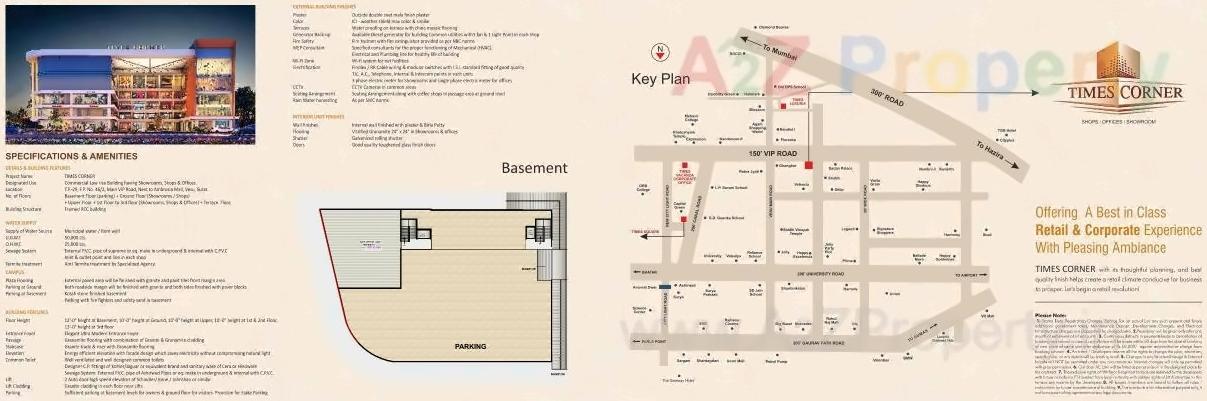 Layout of real estate project Times Corner located at Vesu, Surat, Gujarat
