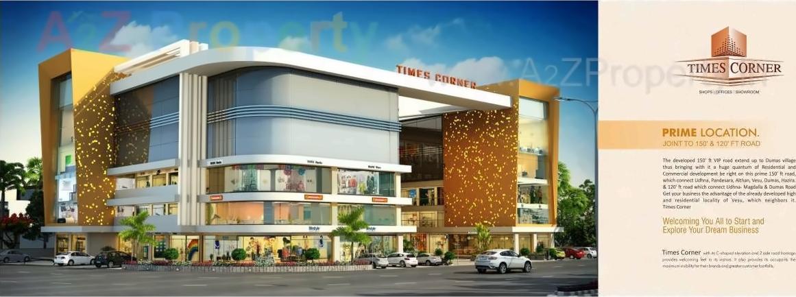 3D Elevation of real estate project Times Corner located at Vesu, Surat, Gujarat
