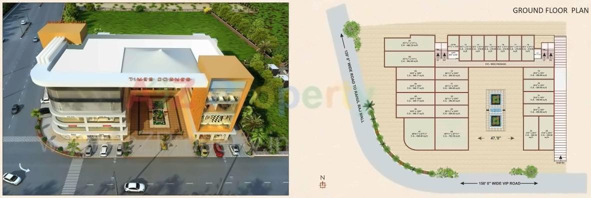 Layout of real estate project Times Corner located at Vesu, Surat, Gujarat