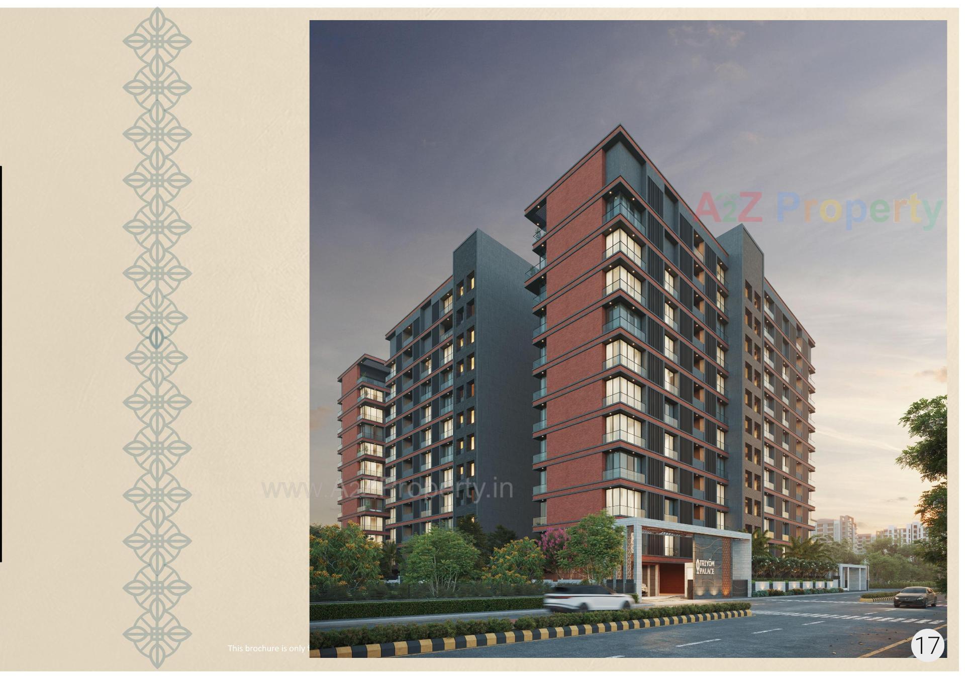 3D Elevation of real estate project Triyom Palace located at Vesu, Surat, Gujarat