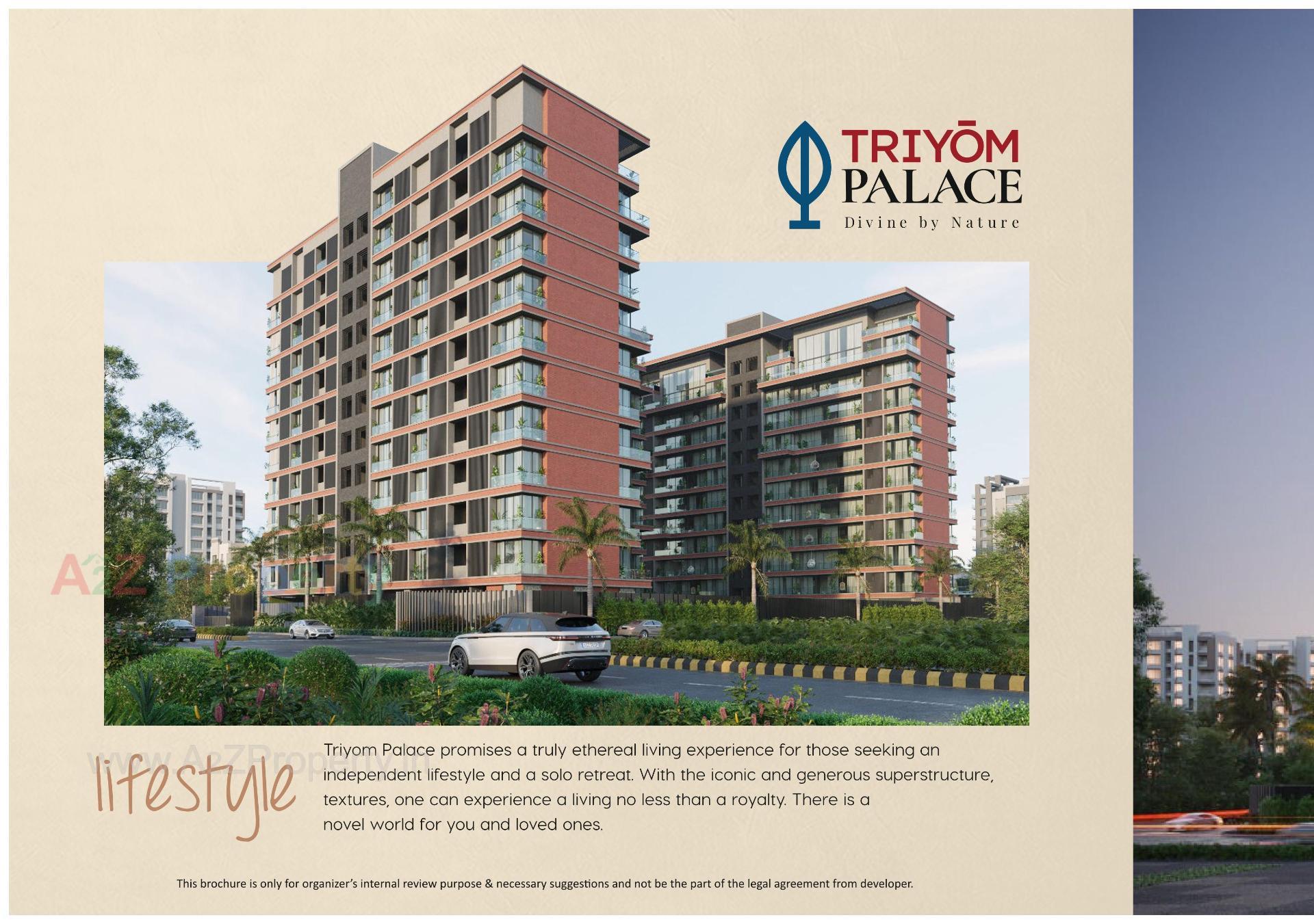3D Elevation of real estate project Triyom Palace located at Vesu, Surat, Gujarat