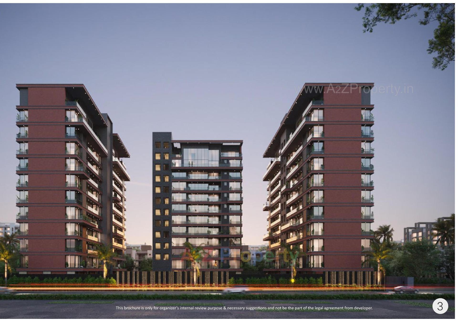 3D Elevation of real estate project Triyom Palace located at Vesu, Surat, Gujarat