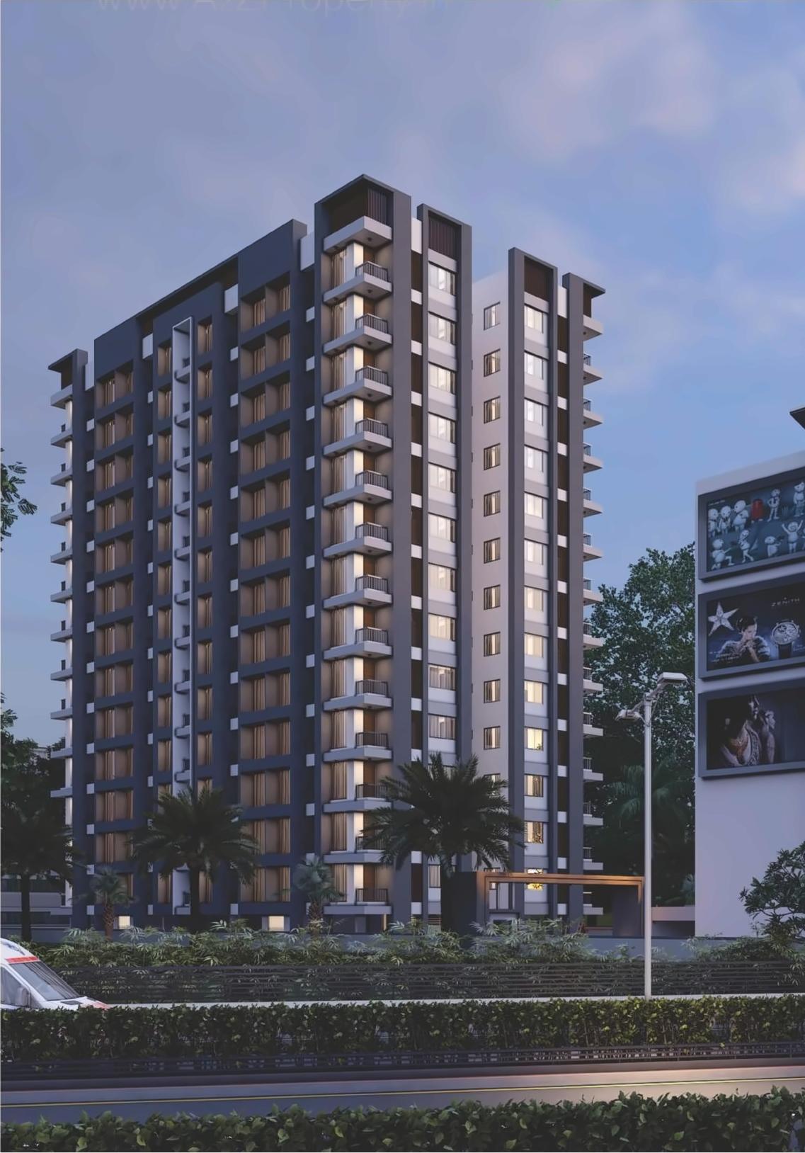 3D Elevation of real estate project Twin Tower   Business Hub located at Kathodara, Surat, Gujarat