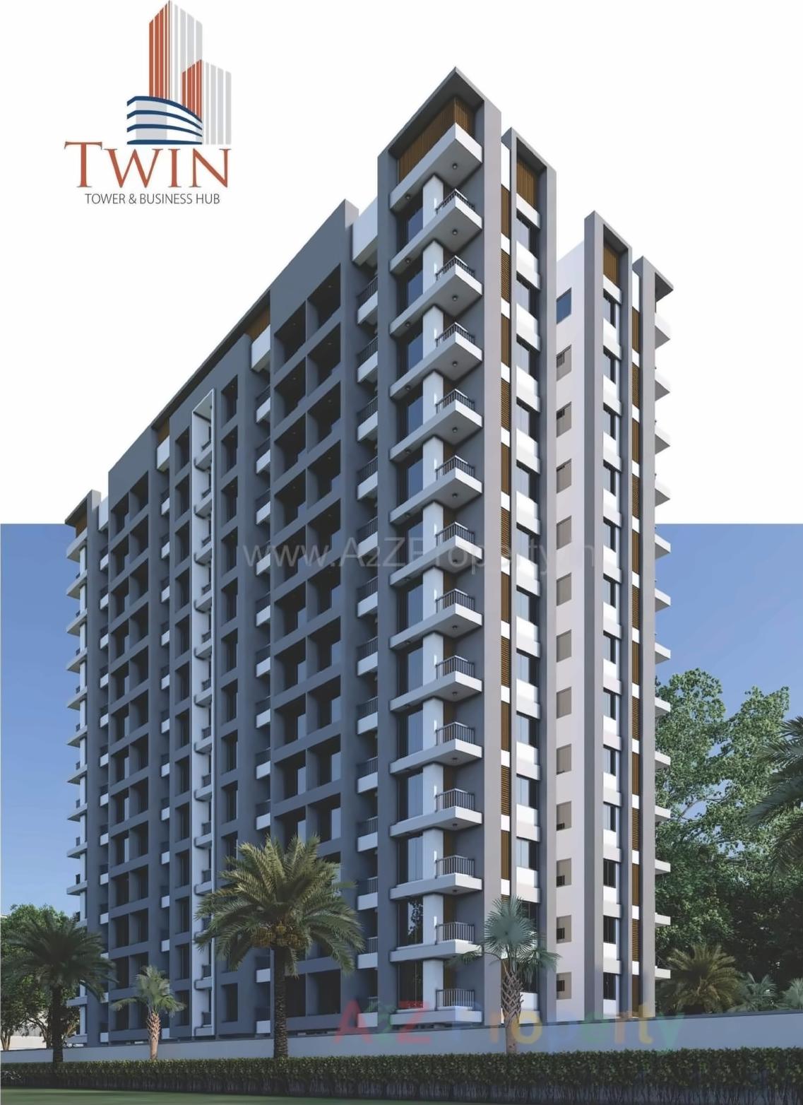 3D Elevation of real estate project Twin Tower   Business Hub located at Kathodara, Surat, Gujarat