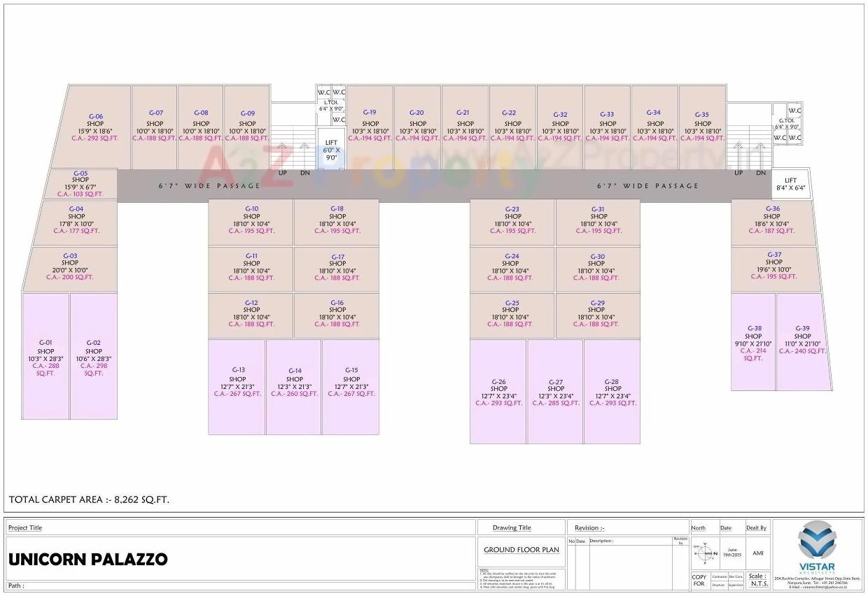 Layout of real estate project Unicorn Palazzo located at Vesu, Surat, Gujarat