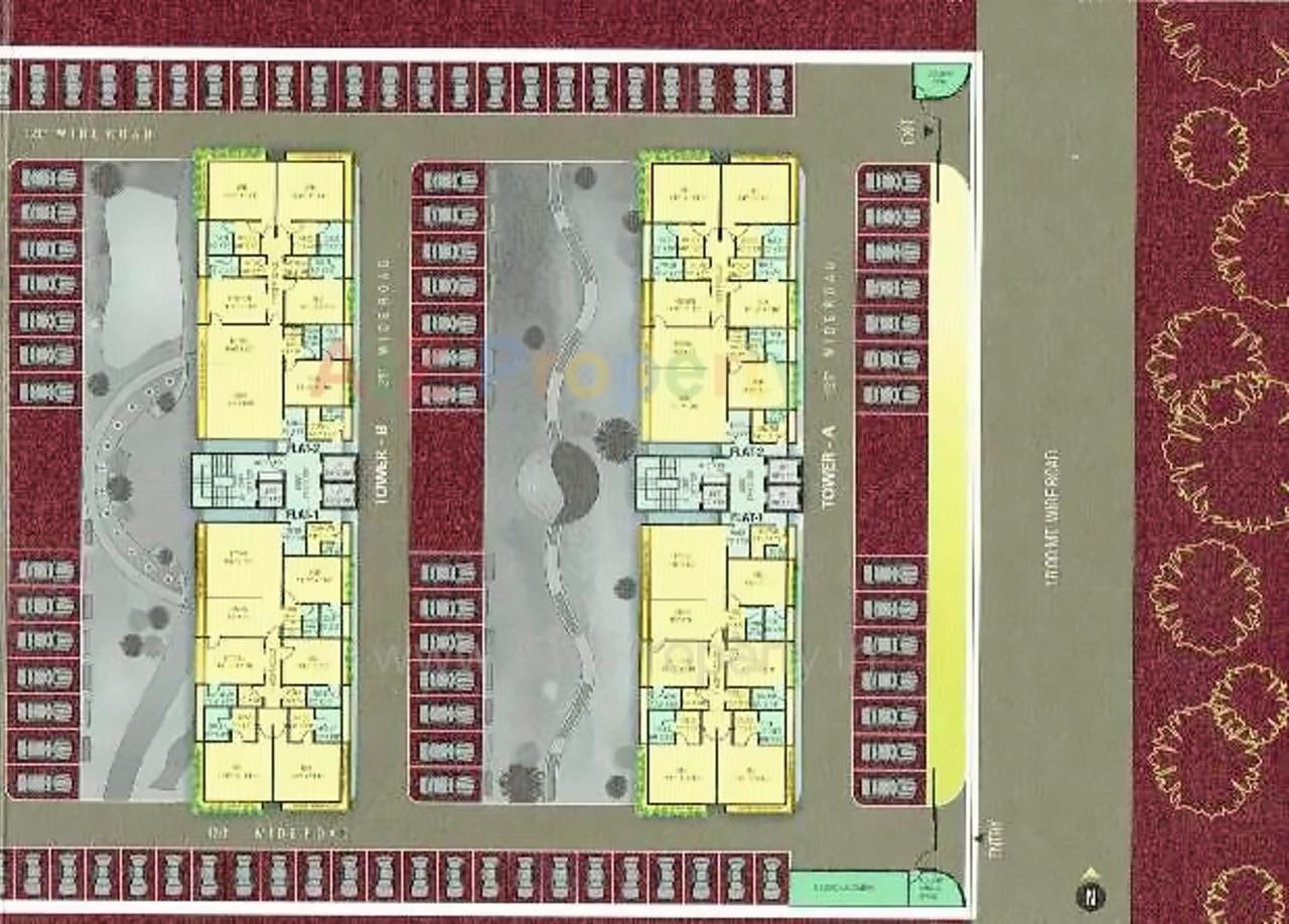 Layout of real estate project Union Residency located at Vesu, Surat, Gujarat