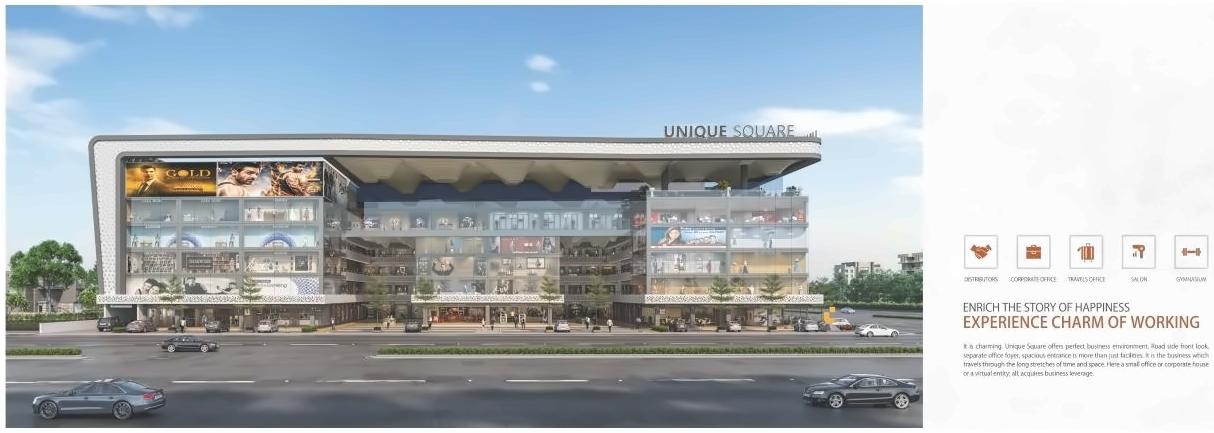 3D Elevation of real estate project Unique Square located at Singanpore, Surat, Gujarat