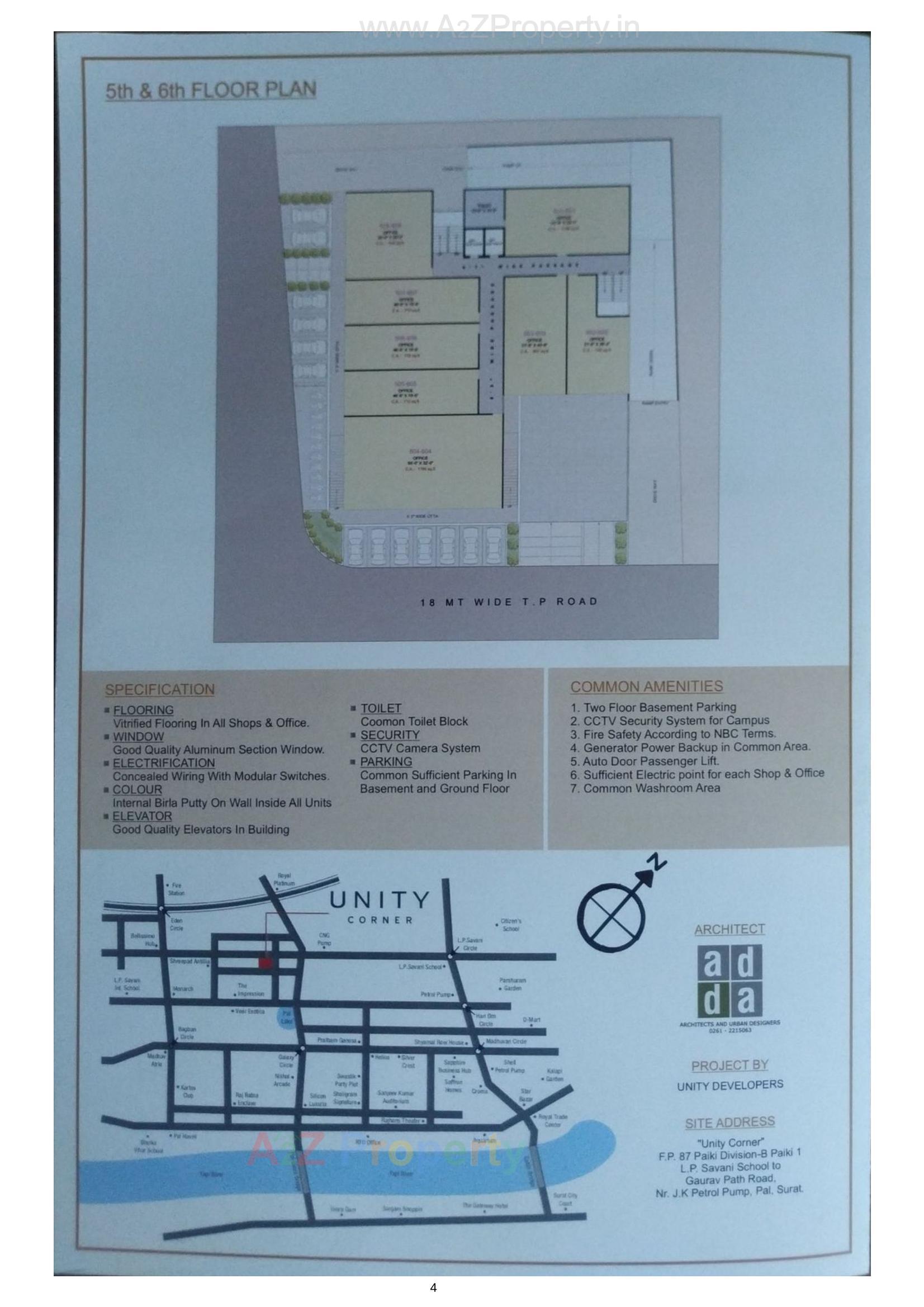 Layout of real estate project Unity Corner located at Pal, Surat, Gujarat