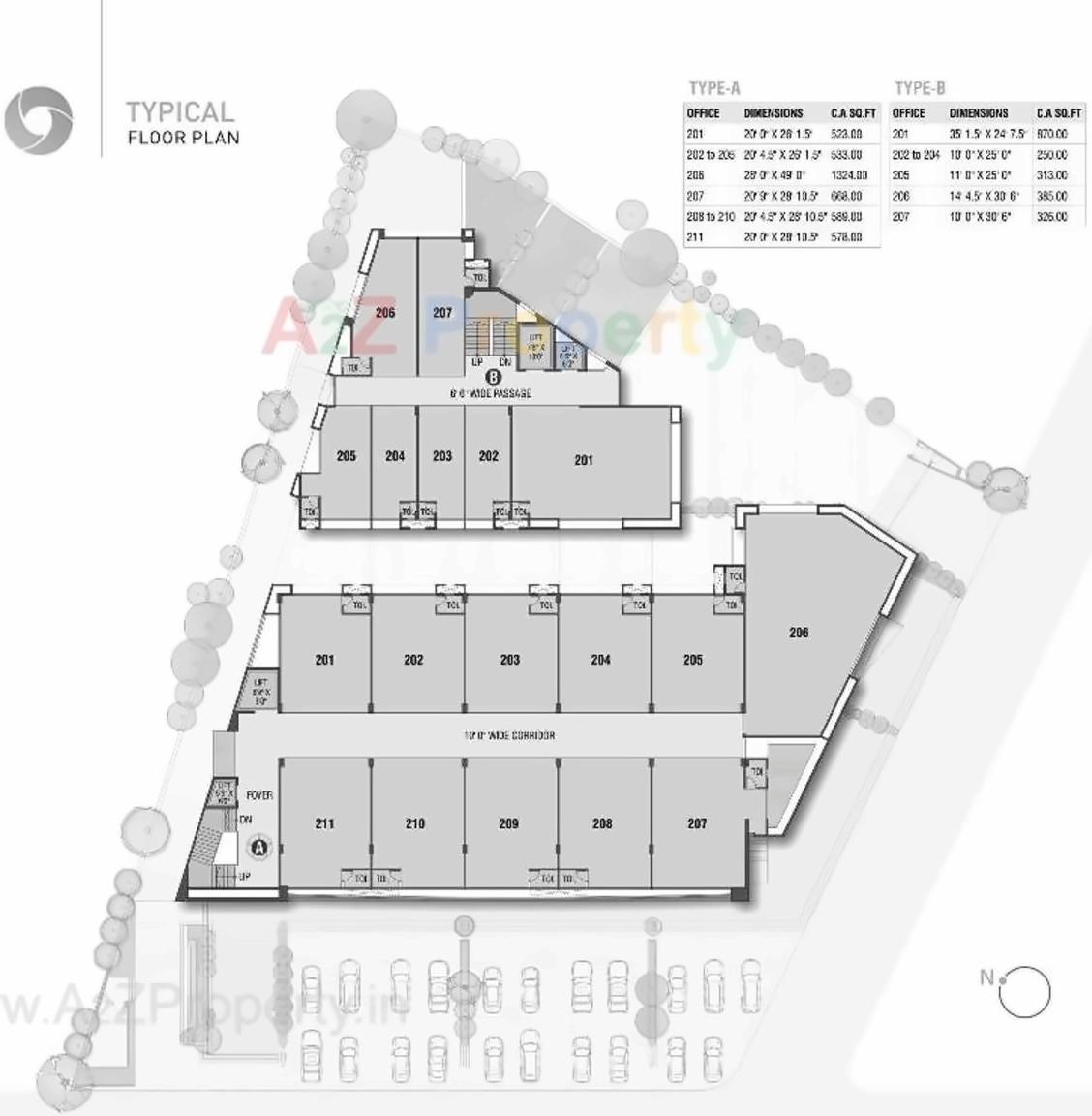 Layout of real estate project Universal Business Centre located at Adajan, Surat, Gujarat