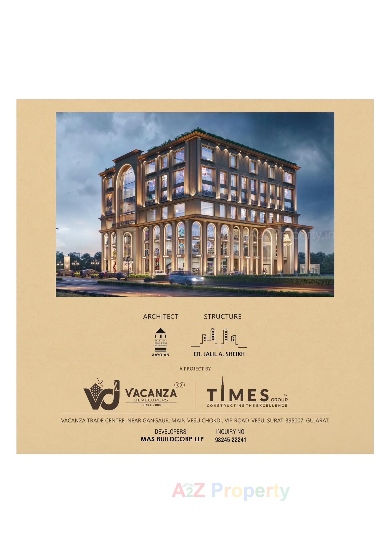 Layout of real estate project Vacanza Trade Center located at Vesu, Surat, Gujarat