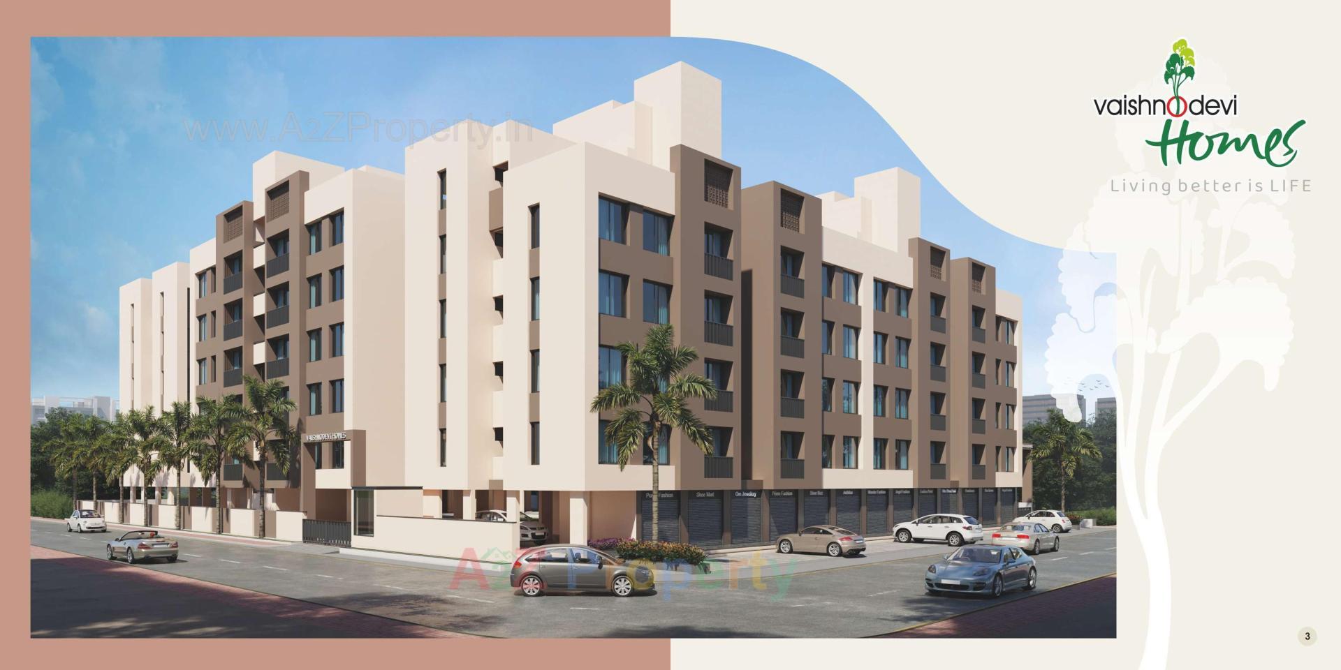 3D Elevation of real estate project Vaishnodevi Homes located at Kosad, Surat, Gujarat