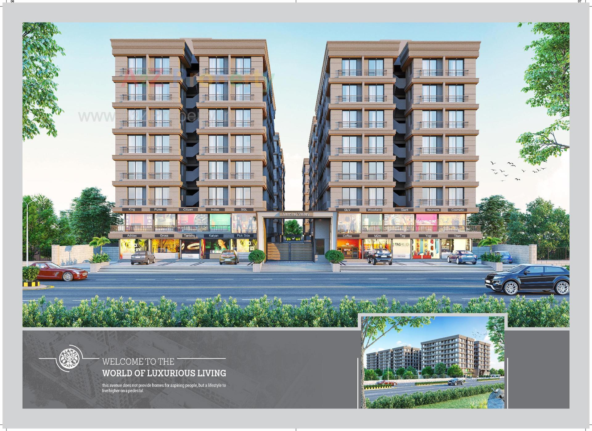 3D Elevation of real estate project Varniraj Valley located at Variav, Surat, Gujarat