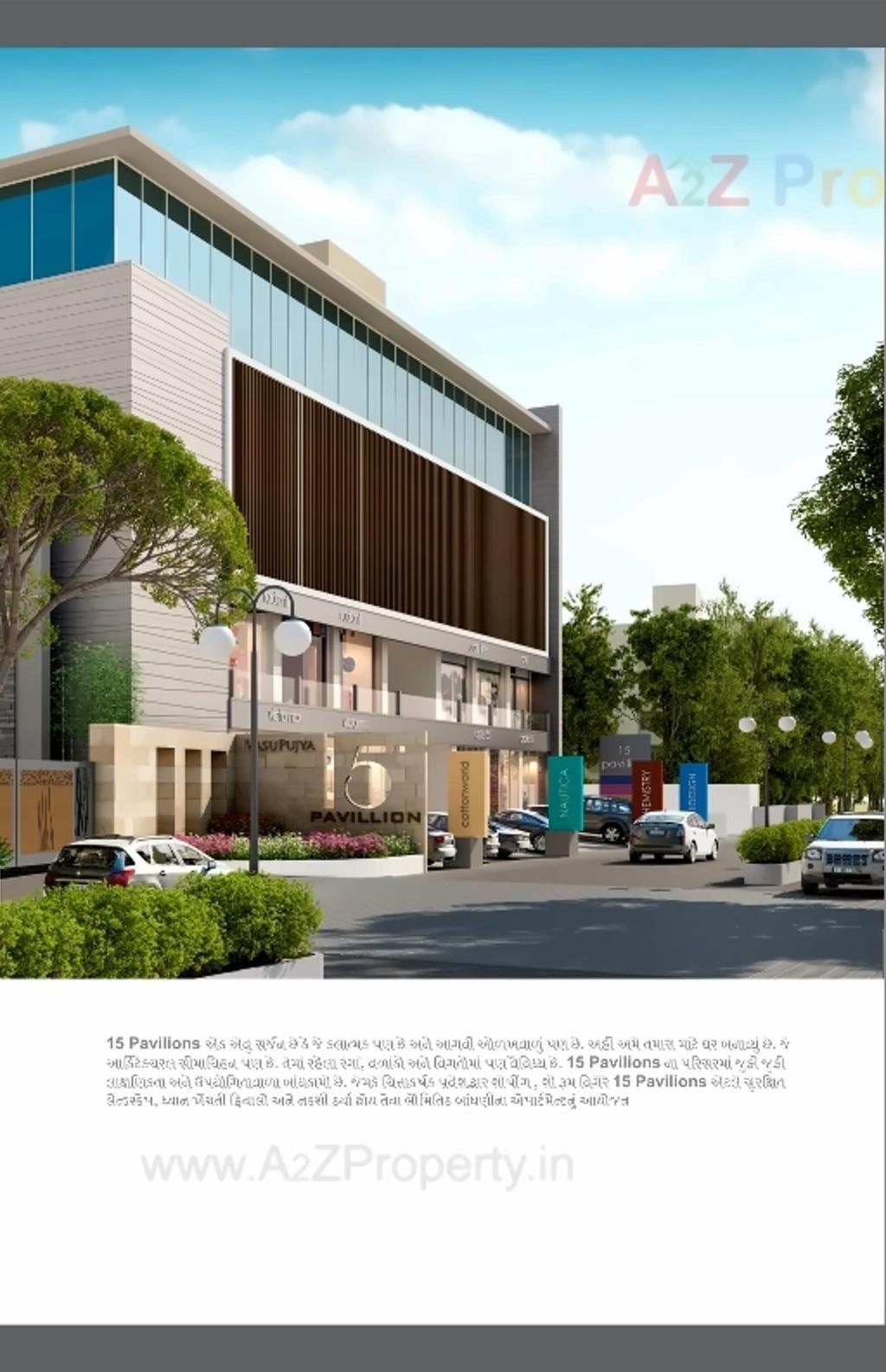 3D Elevation of real estate project Vasupujya 15 Pavilions located at Jahangirabad, Surat, Gujarat