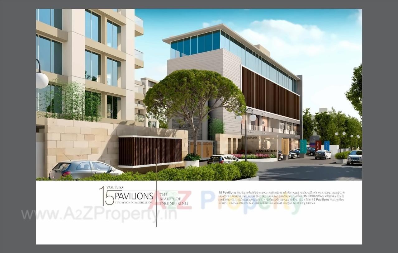 3D Elevation of real estate project Vasupujya 15 Pavilions located at Jahangirabad, Surat, Gujarat