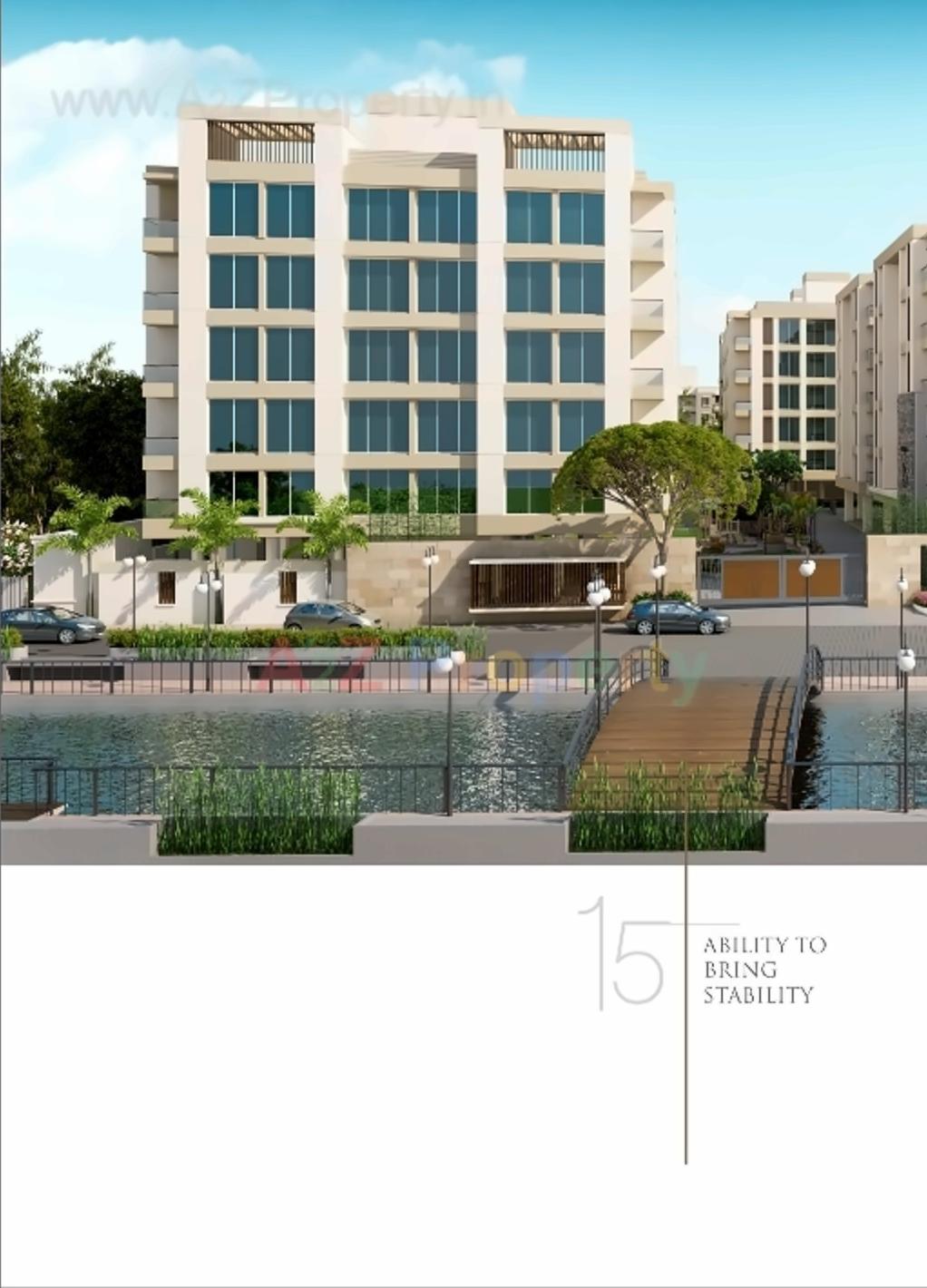 3D Elevation of real estate project Vasupujya 15 Pavilions located at Jahangirabad, Surat, Gujarat