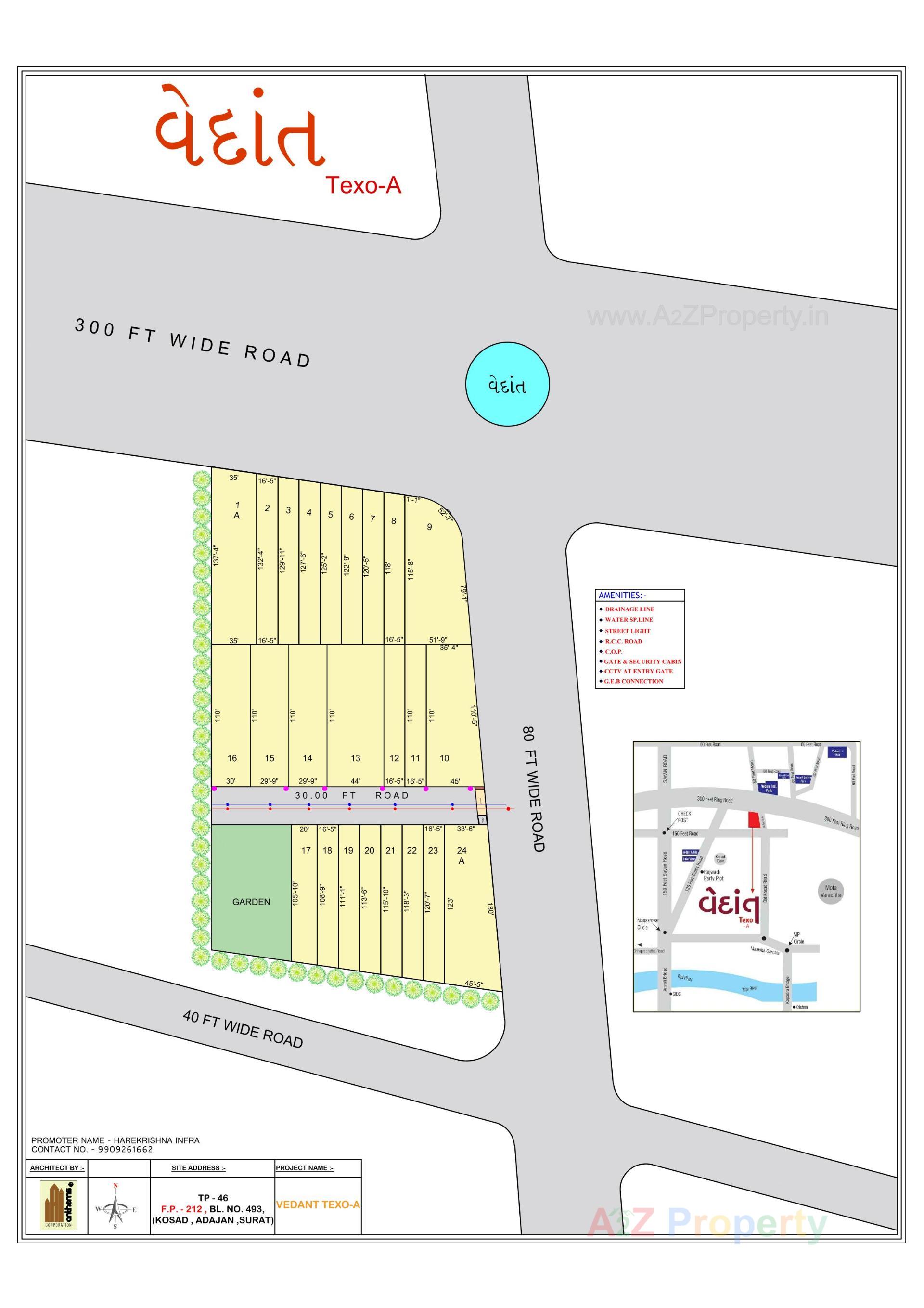 Layout of real estate project Vedant Texo located at Kosad, Surat, Gujarat