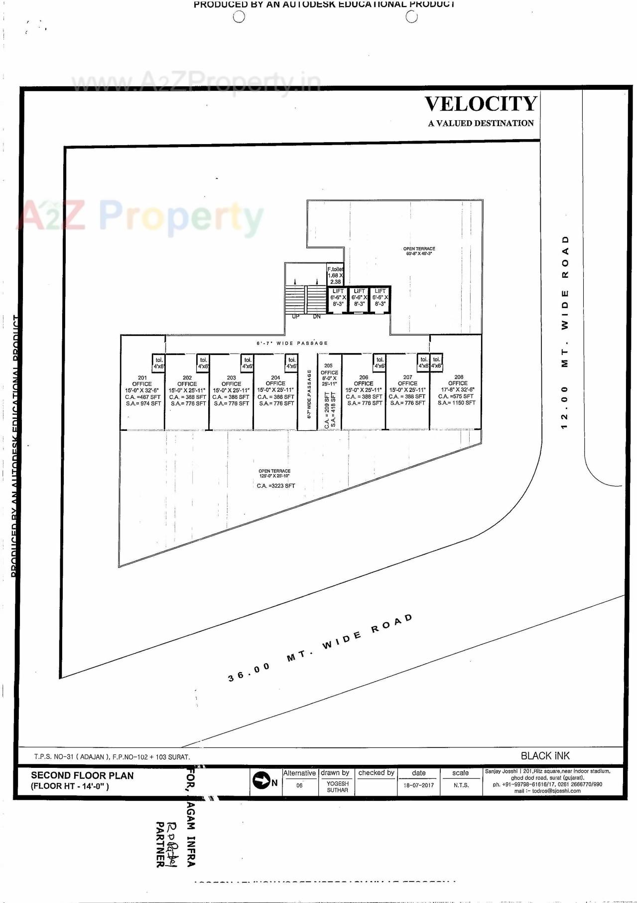 Layout of real estate project Velocity located at Jahangir-pura, Surat, Gujarat