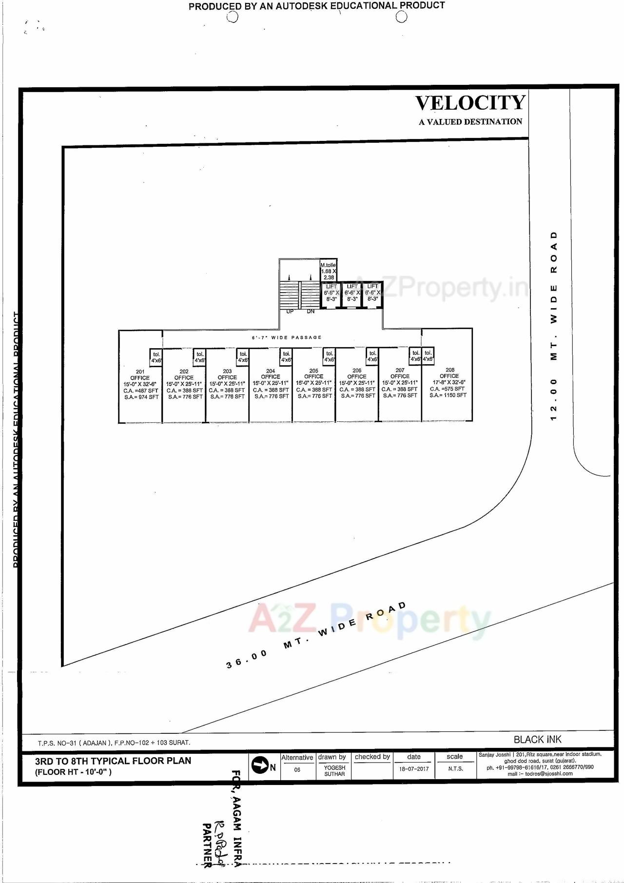 Layout of real estate project Velocity located at Jahangir-pura, Surat, Gujarat