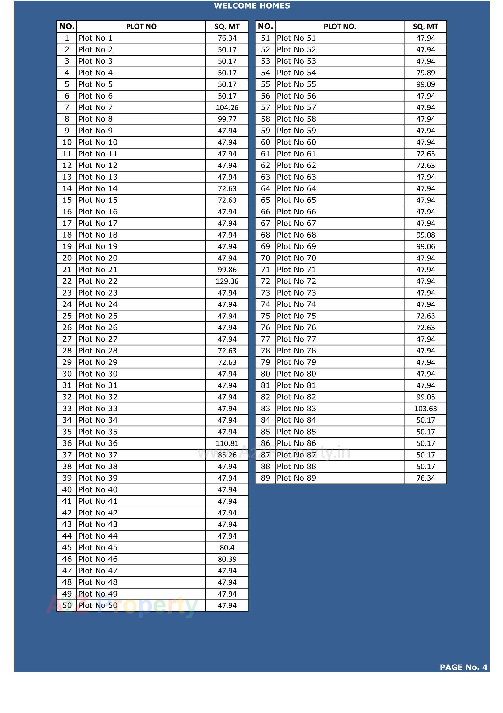 Layout of real estate project Welcome Homes located at Kosad, Surat, Gujarat