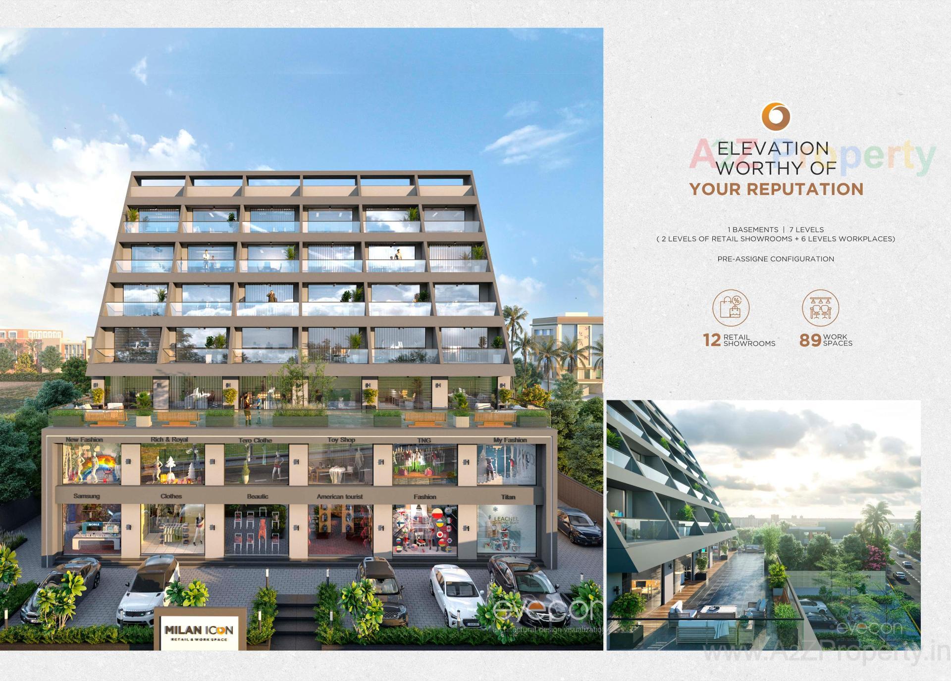 3D Elevation of real estate project Milan Icon located at Surendranagar, Surendranagar, Gujarat