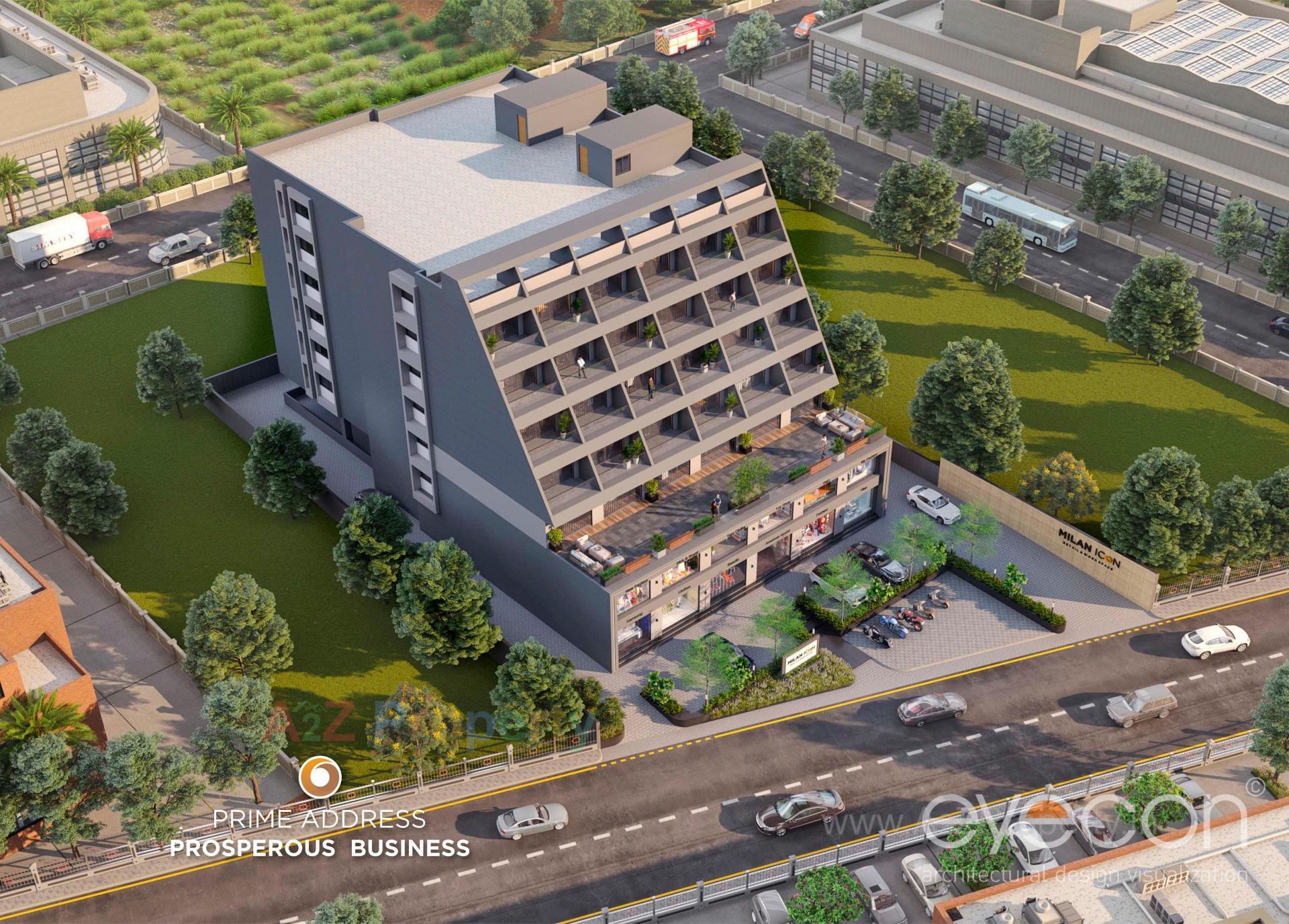 3D Elevation of real estate project Milan Icon located at Surendranagar, Surendranagar, Gujarat