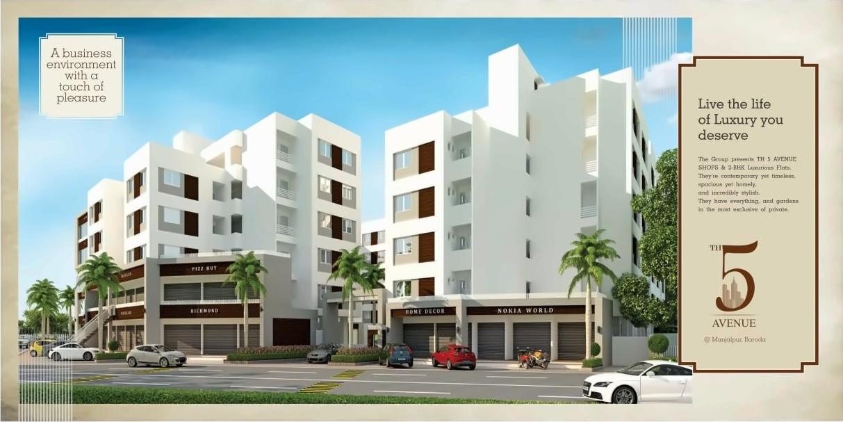 3D Elevation of real estate project 5th Avenue located at Manjalpur, Vadodara, Gujarat