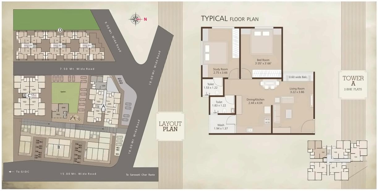 Layout of real estate project 5th Avenue located at Manjalpur, Vadodara, Gujarat