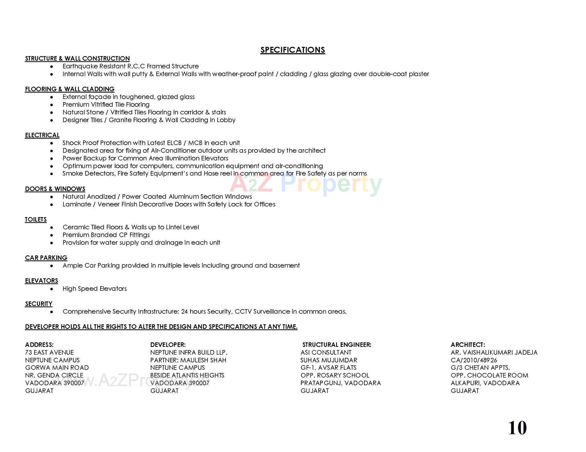  of real estate project 73 East Avenue Corporate located at Vadi-vadi--subhanpura, Vadodara, Gujarat