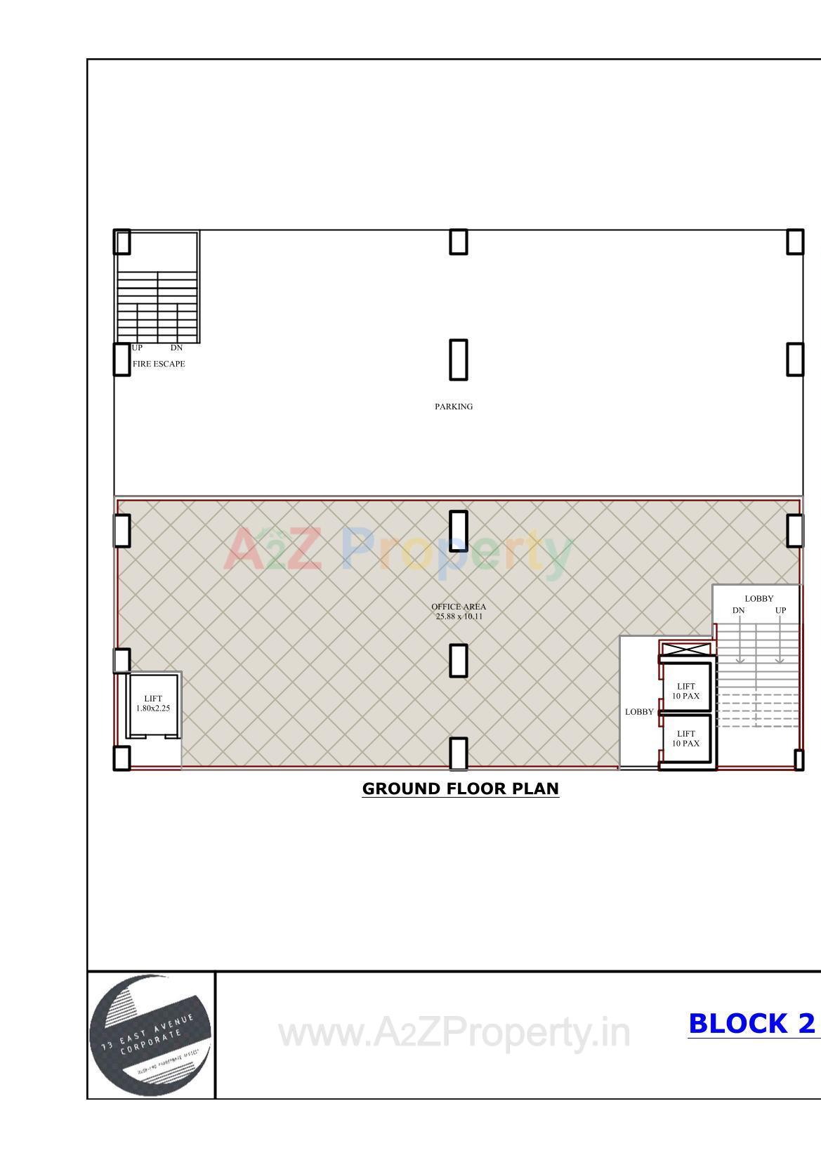 Layout of real estate project 73 East Avenue Corporate located at Vadi-vadi--subhanpura, Vadodara, Gujarat